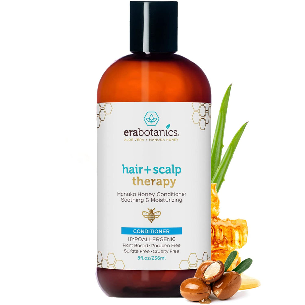 Era Organics Soin Manuka Honey, bouteille, hydratation douce pour cheveux secs.