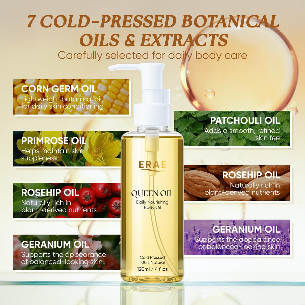 ERAE Queen Oil – absorption rapide sans fini gras.