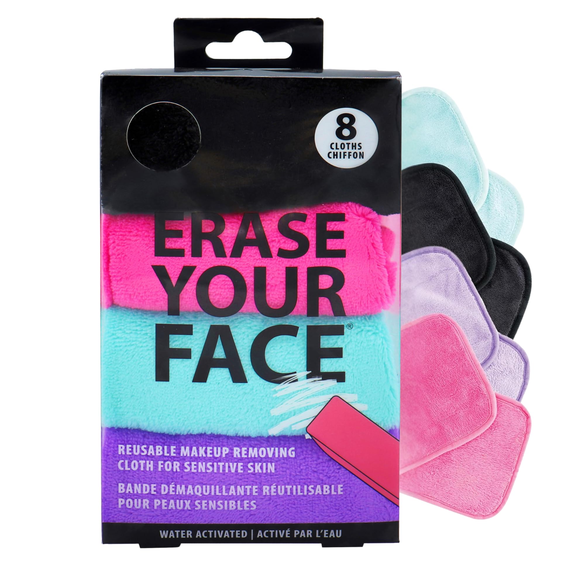 Lingette ERASE YOUR FACE démaquillante double-face nettoyant en douceur.