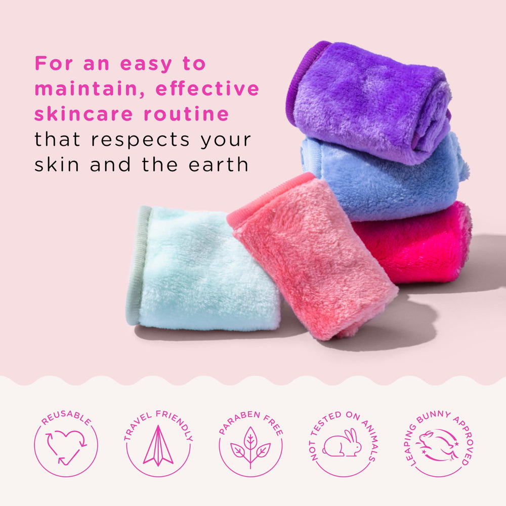ERASE YOUR FACE accessoire beauté réutilisable, compact et pratique rose-noir.