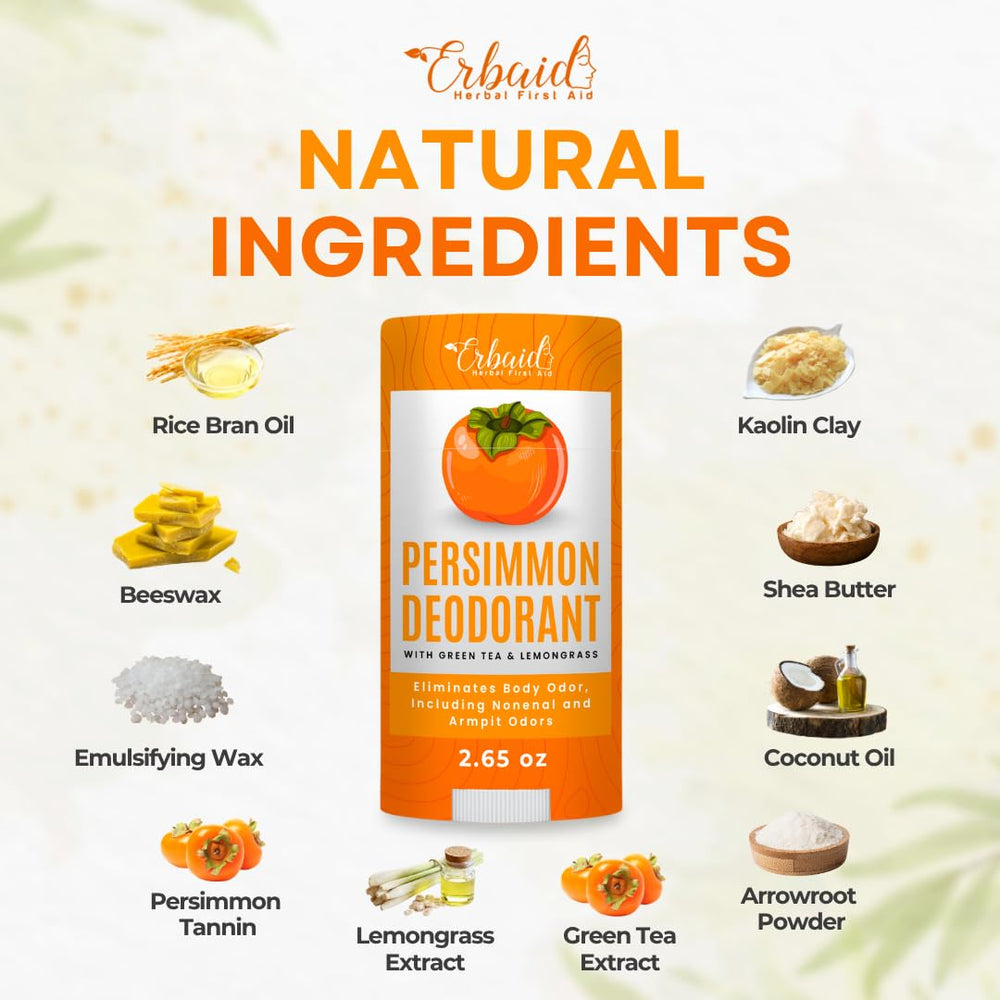 Erbaid Persimmon Déodorant – produit naturel sans aluminium pour une fraîcheur durable.