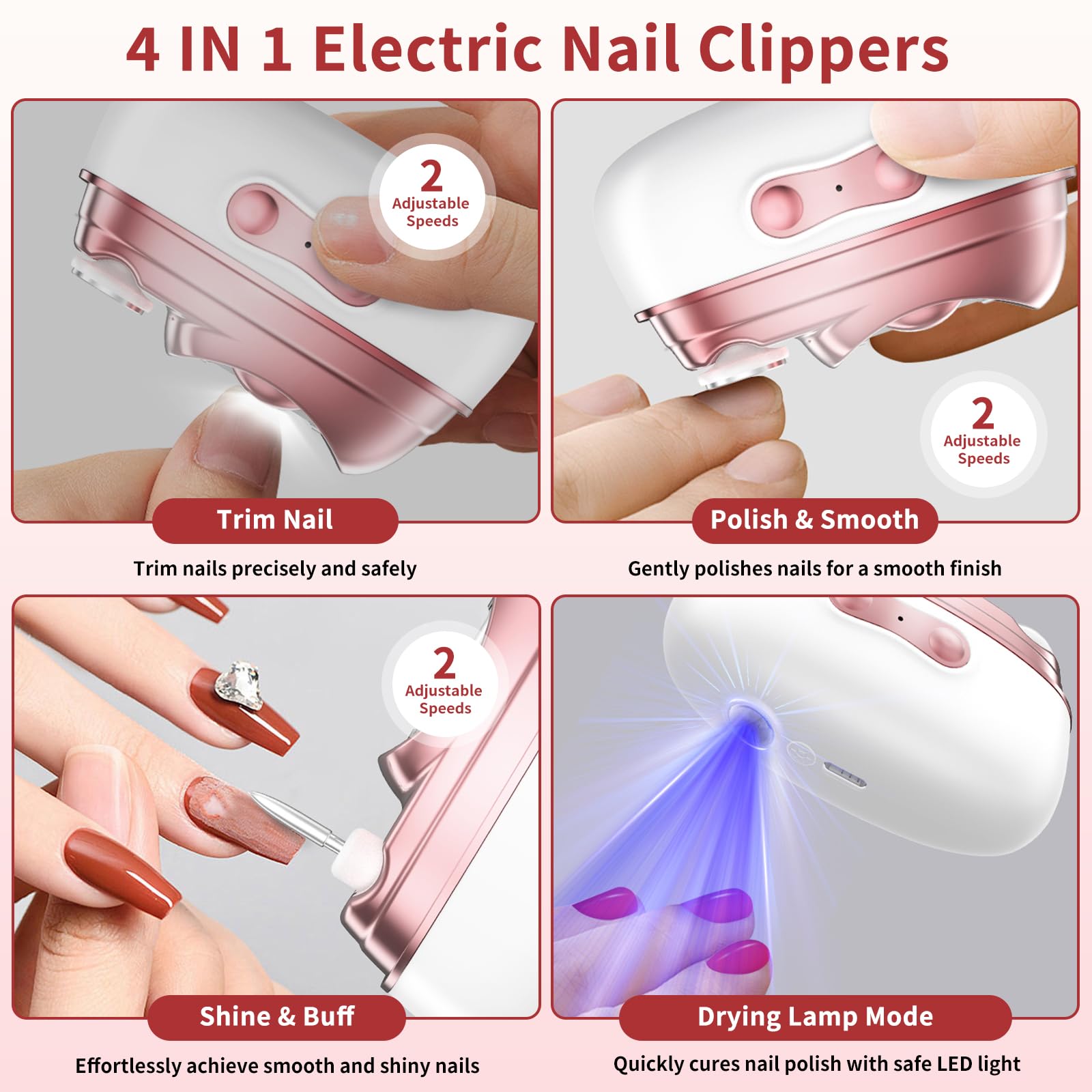 ERDFCV Clipper 3 vitesses, sélection facile pour différents types d ongles.