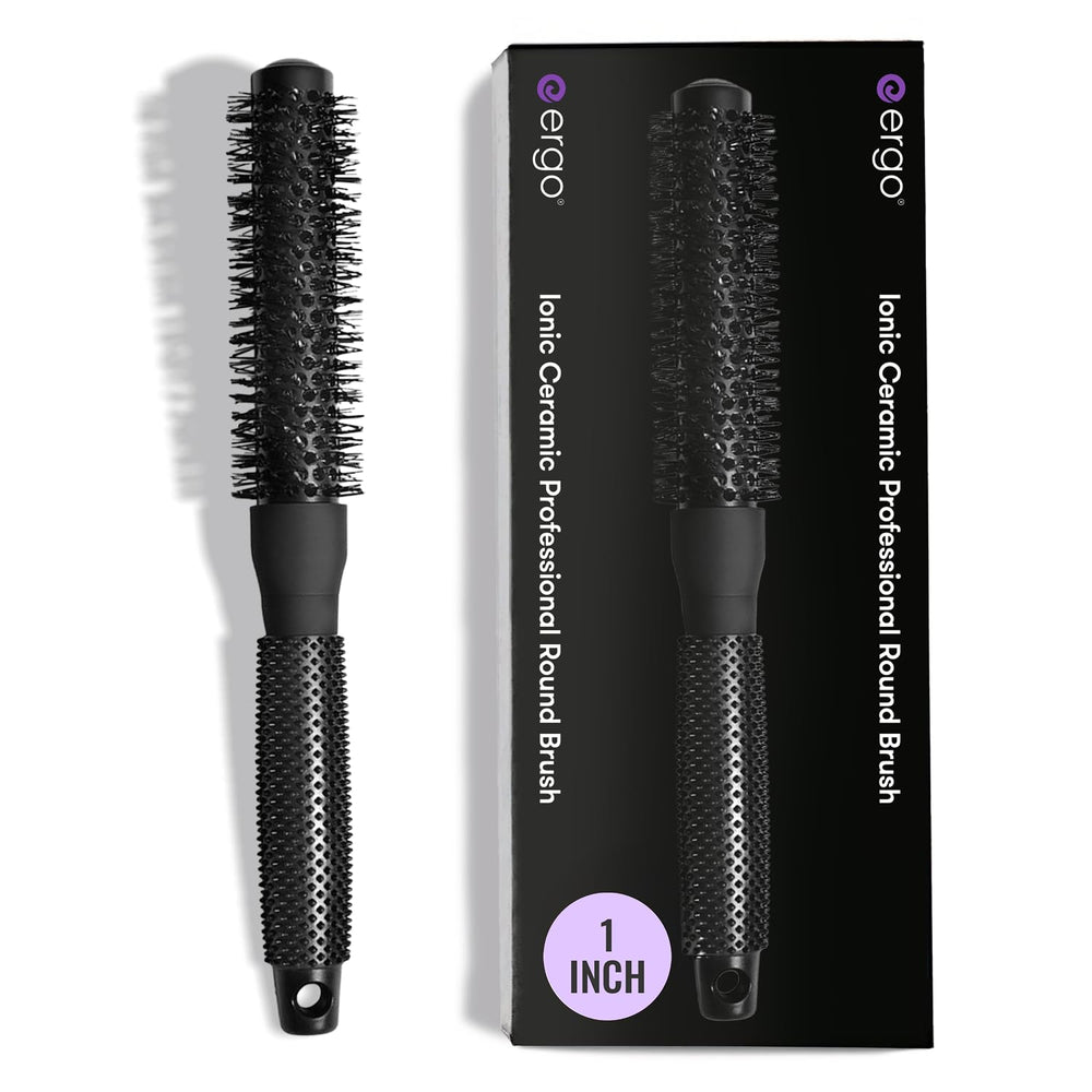 Brosse ERGO ronde en céramique tourmaline pour un brushing fluide et volumineux.