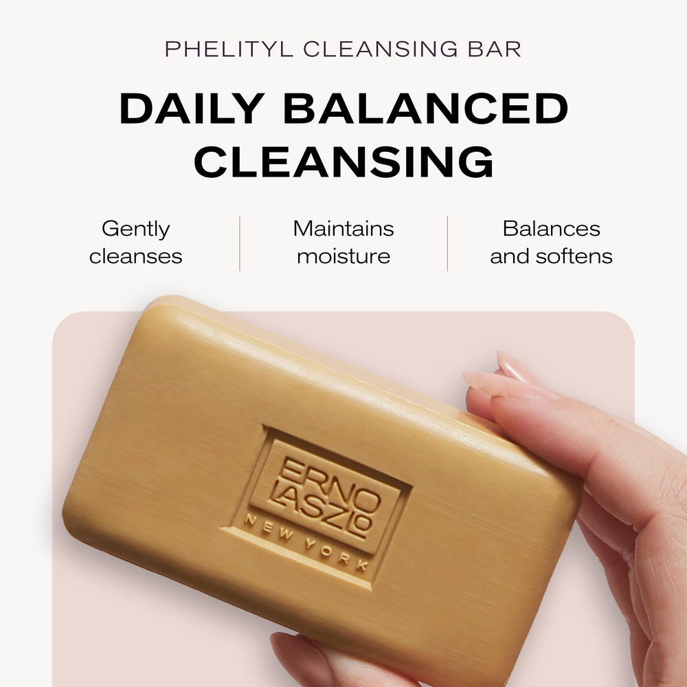 Erno Laszlo Phelityl Bar Visage – texture satinée laissant une peau soyeuse.