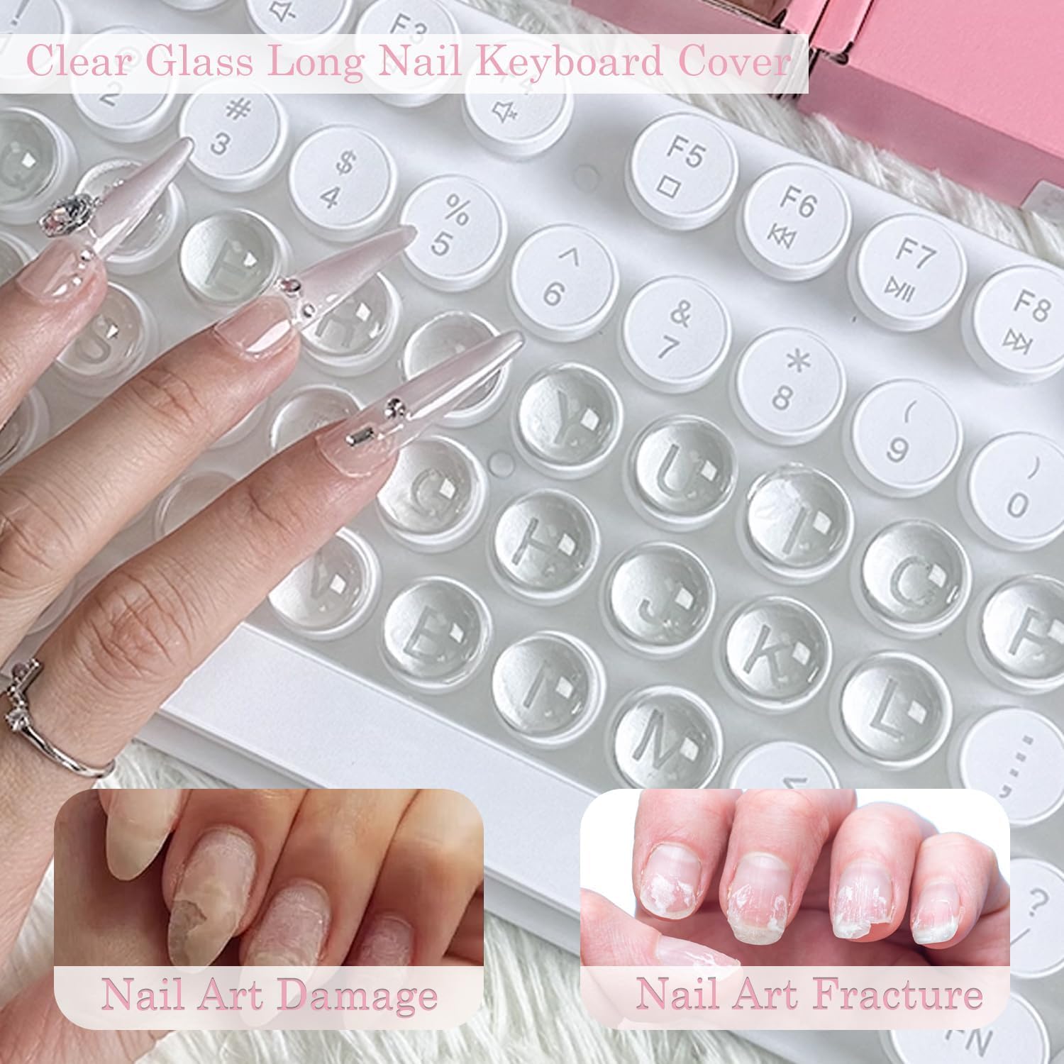 ERRECI stickers clavier clair avec effet étincelant, design glamour.