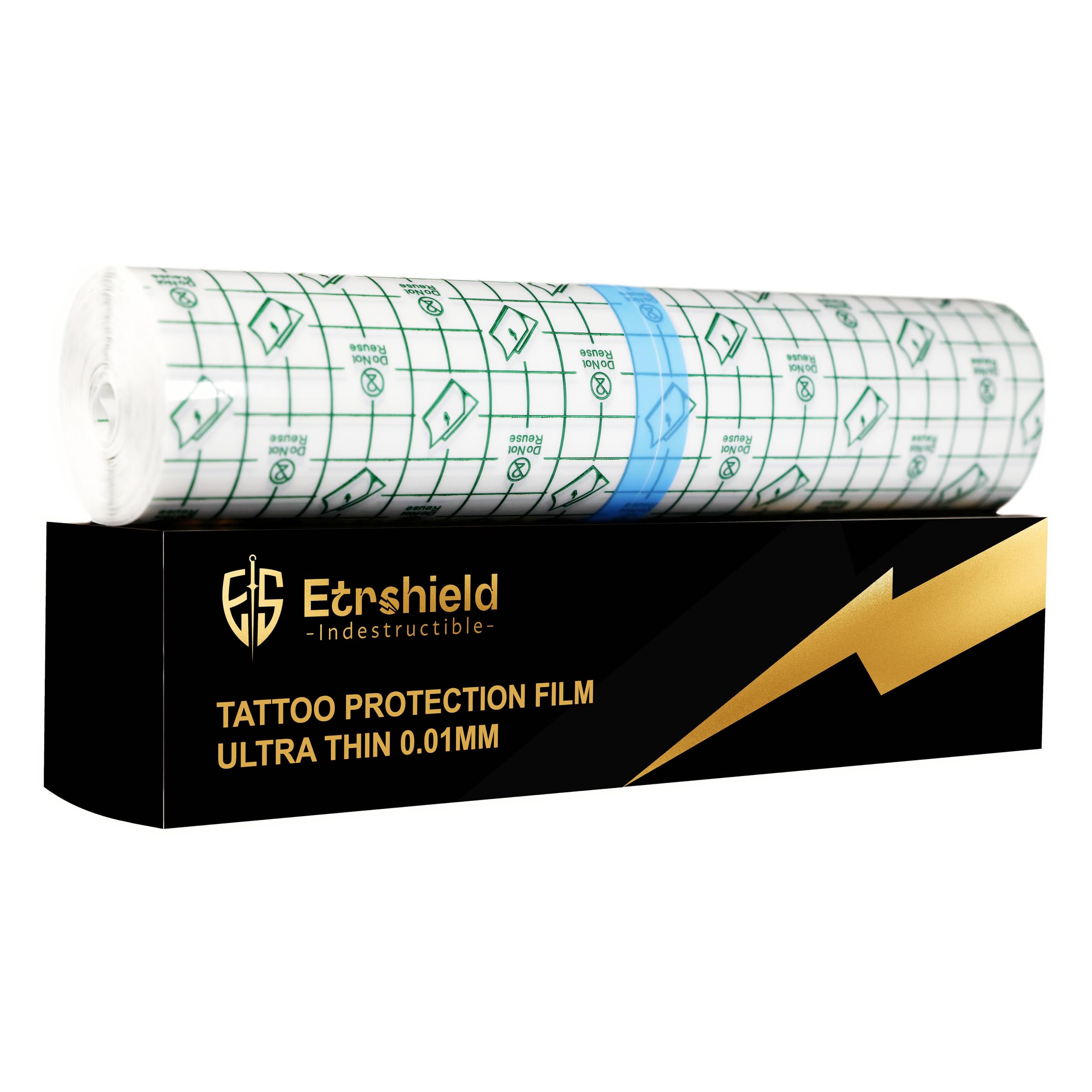 Bandage tatouage ES ETRSHIELD Second Skin, rouleau avec lignes de grille pour découpe précise