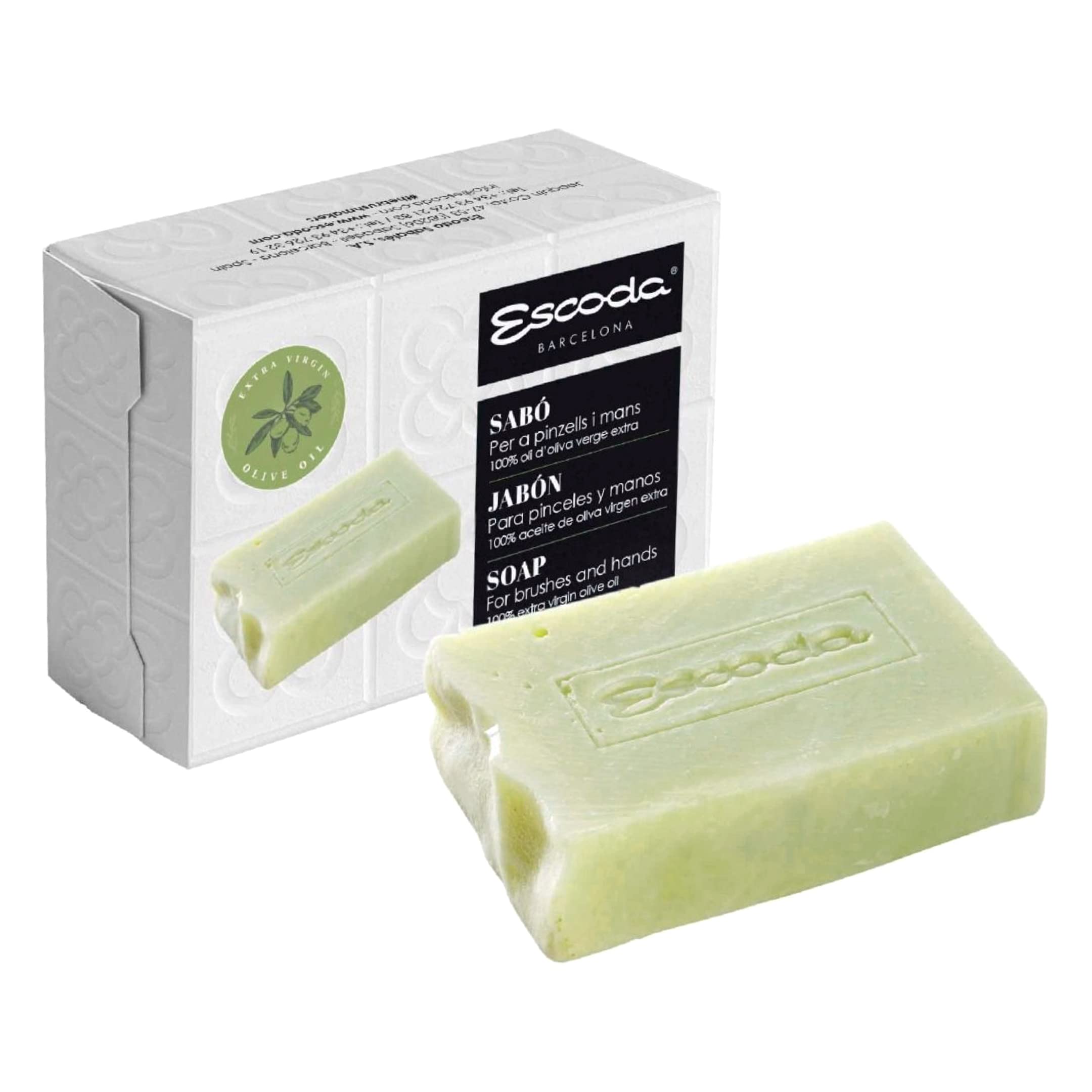 Escoda Savon à l’huile d’olive 100 g nettoie les brosses sans abîmer les fibres.