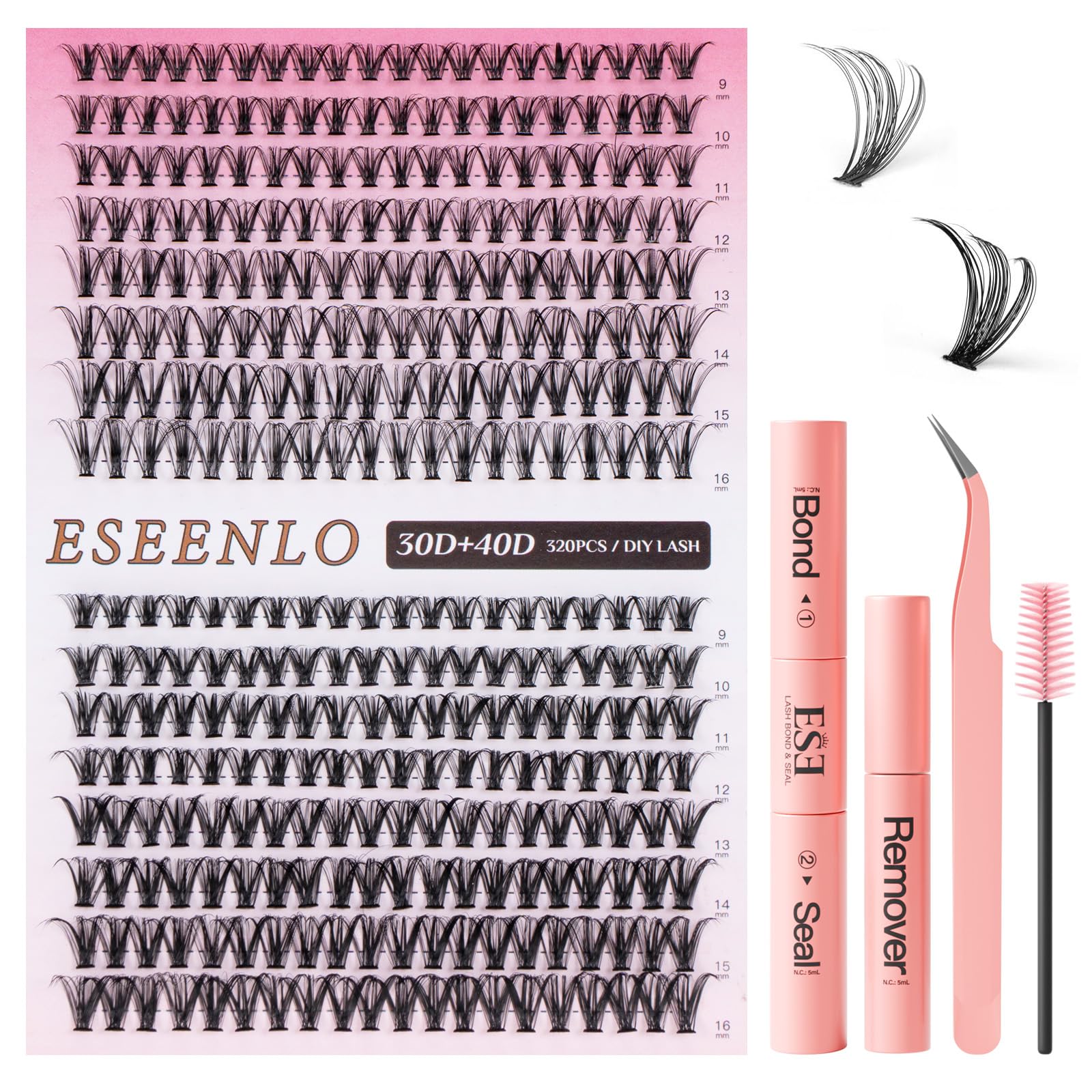 ESEENLO kit extension cils 320 pièces pour un look rapide et naturel.