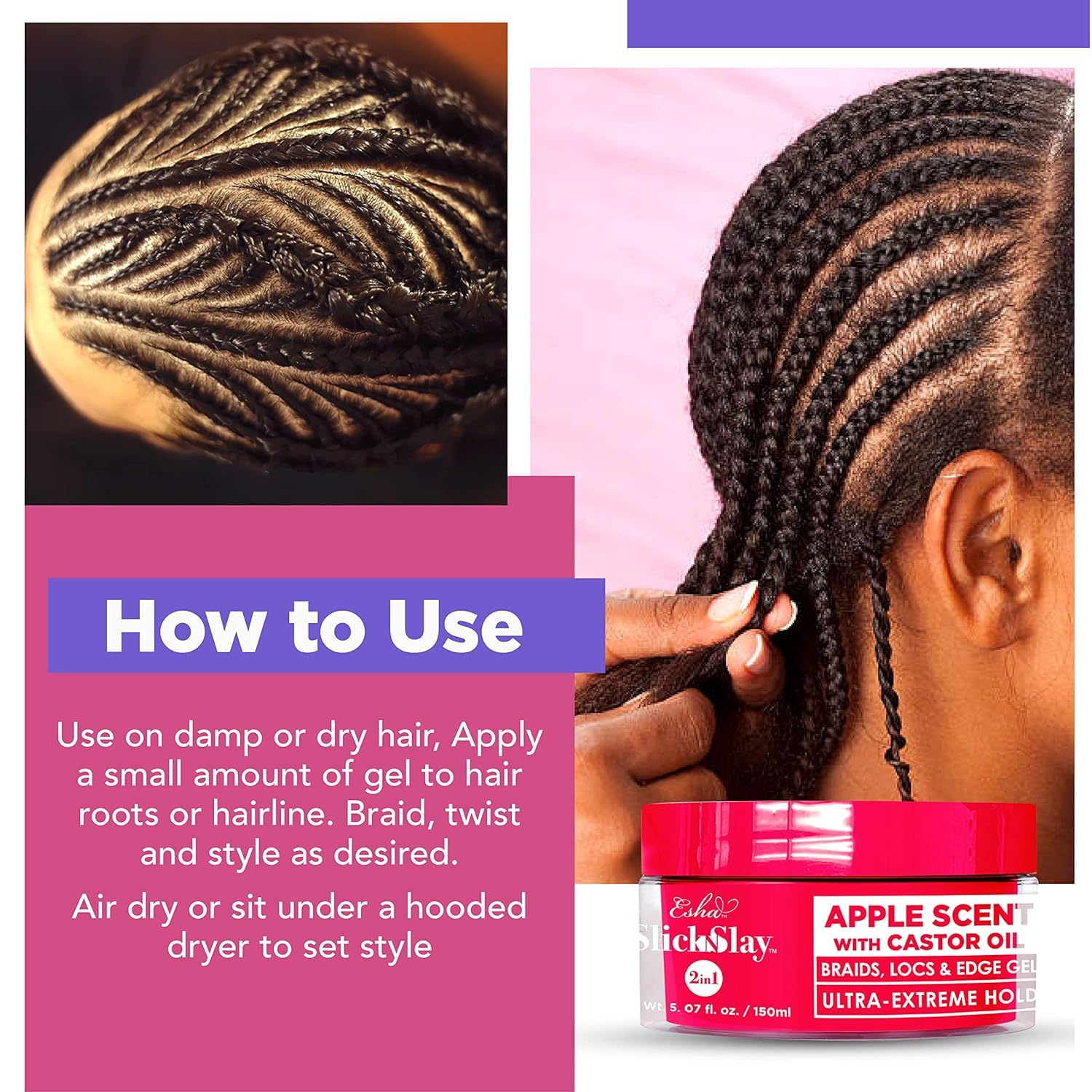 Esha Slick N Slay: format portable de 5oz, pratique à emporter.