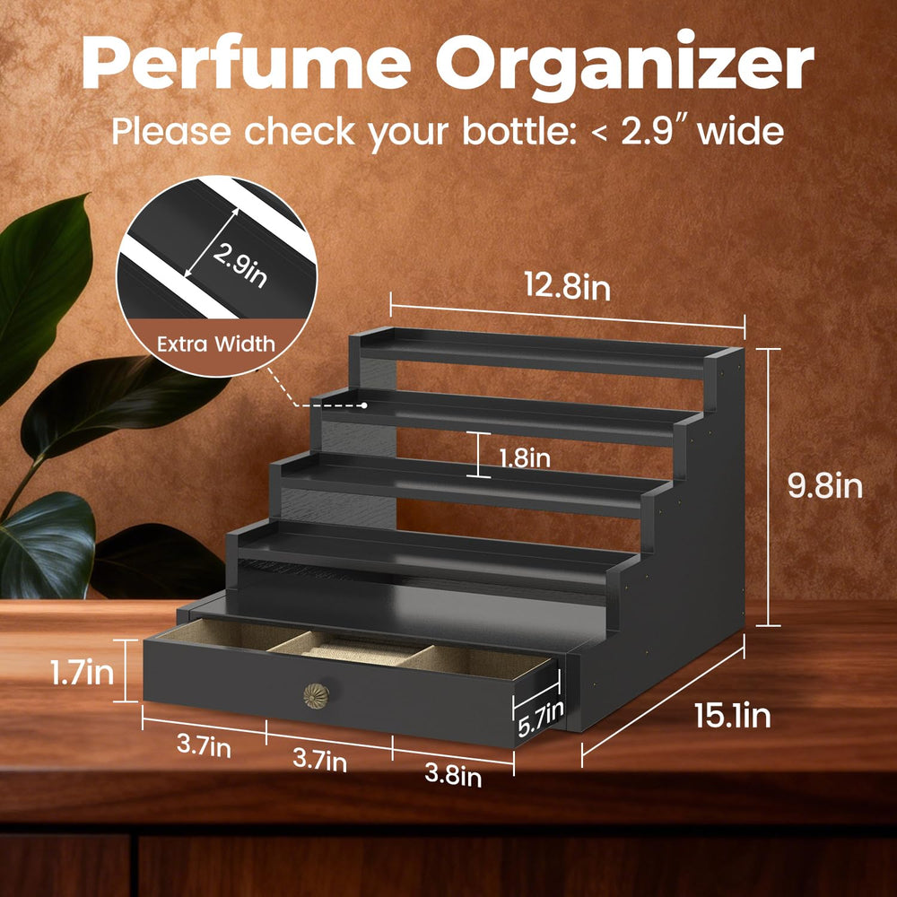 EsLuker.ly étagère parfums bois dresser, visibilité claire des bouteilles.