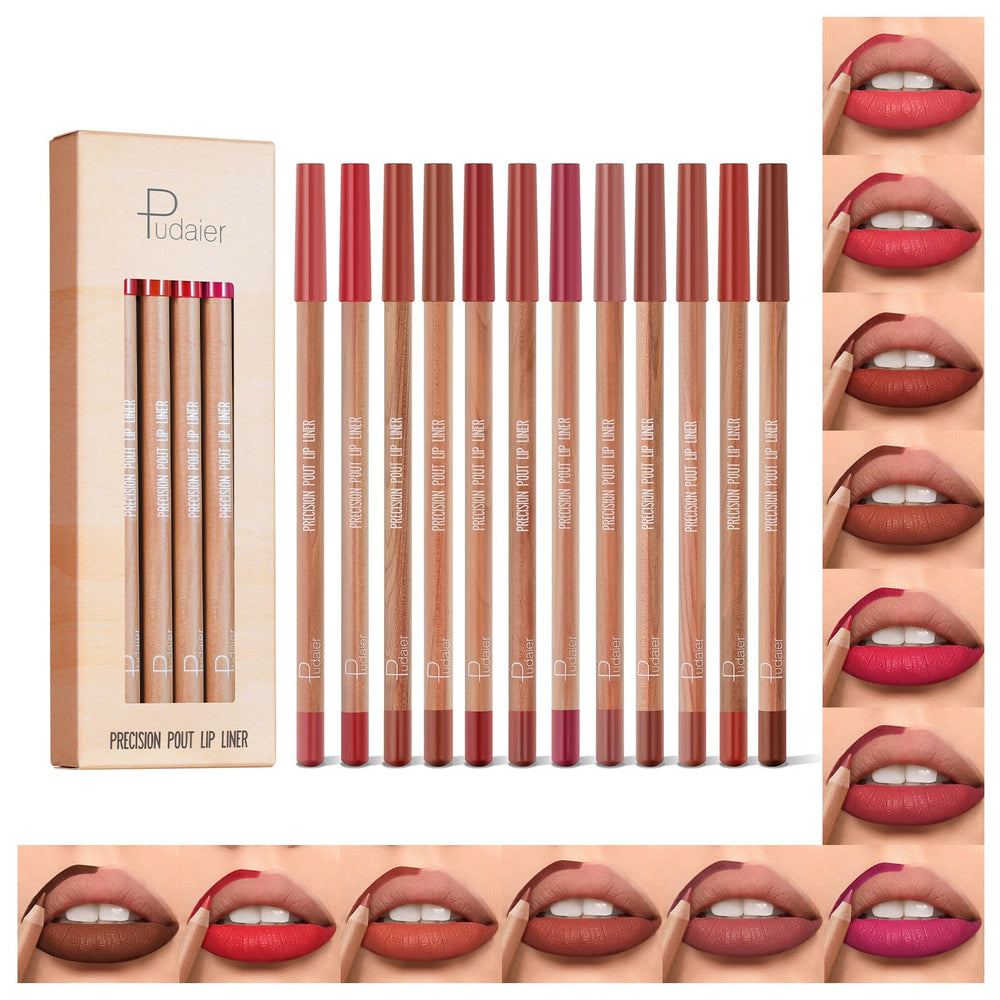 Crayon contour lèvres Espoce, palette de 12 teintes pour tracé précis et harmonieux.