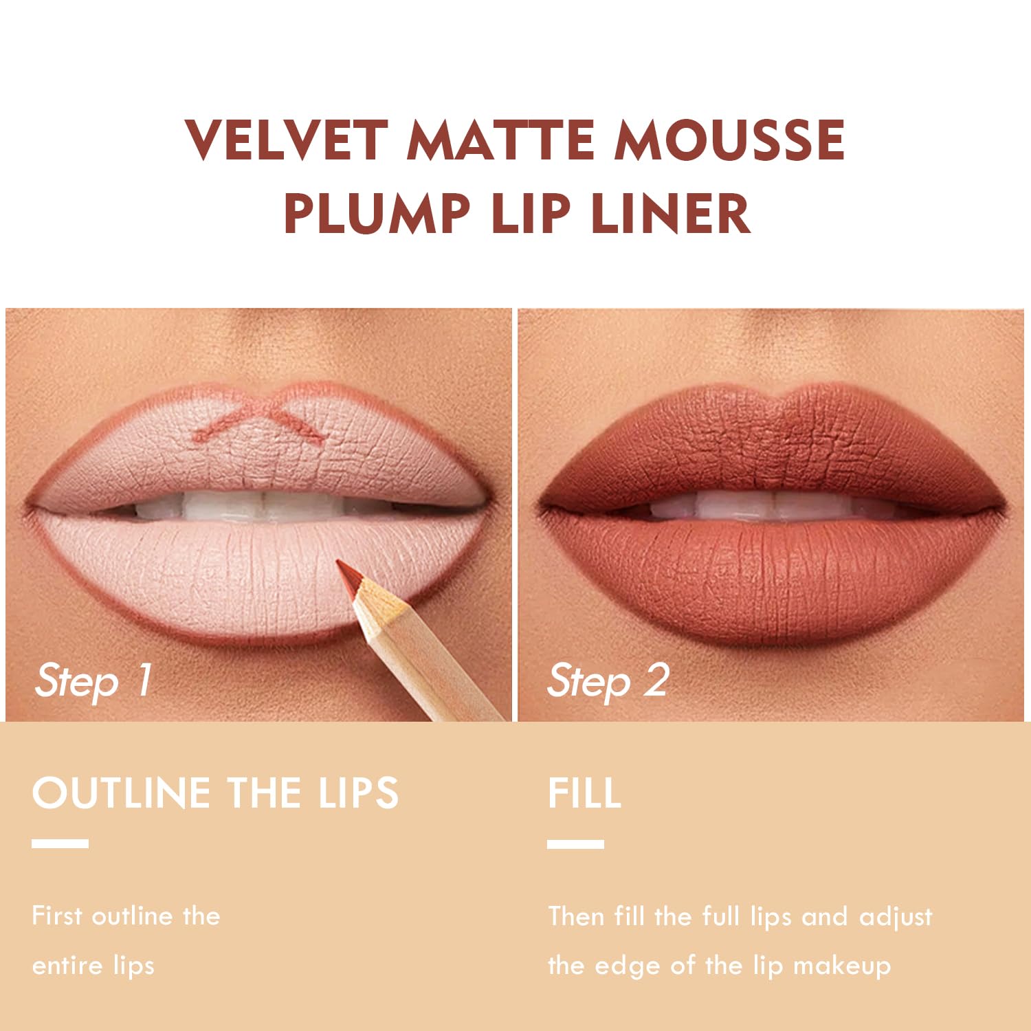 Espoce crayon contour lèvres rouge, couleur vibrante pour mettre en valeur le sourire.