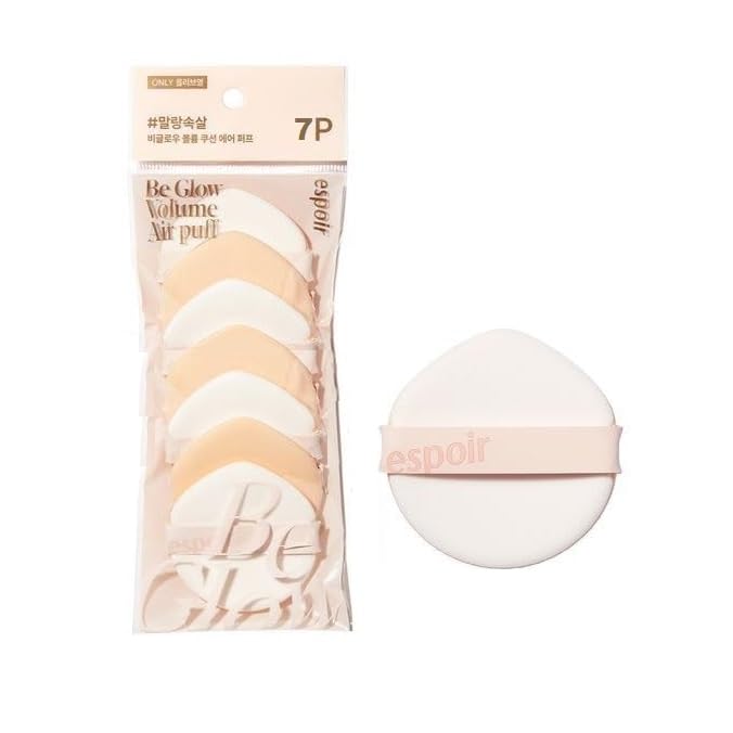 Espoir Be Glow Air Puff, forme goutte d'eau, application précise pour le teint.