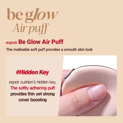 Espoir Be Glow Air Puff, utilisé humide pour une couverture homogène.
