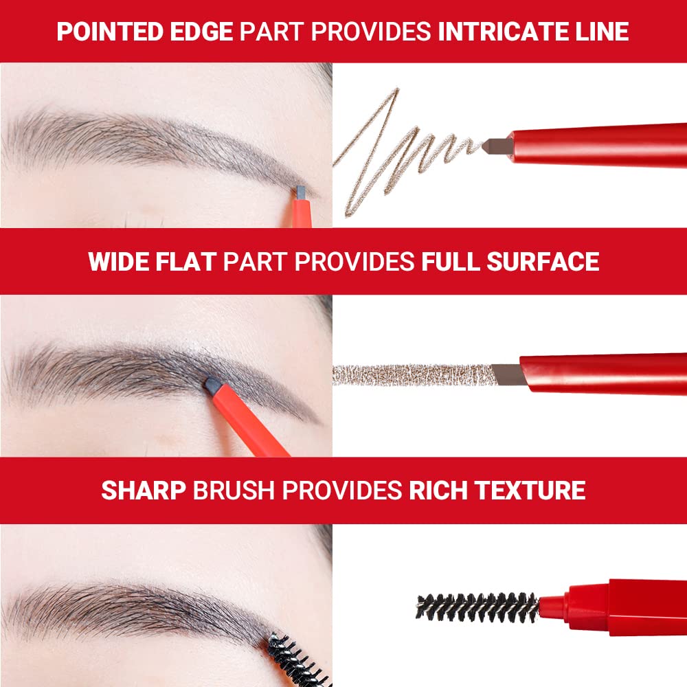 Espoir Brow Balance Pencil 6 Light Taupe sharp brush adds tonal texture.