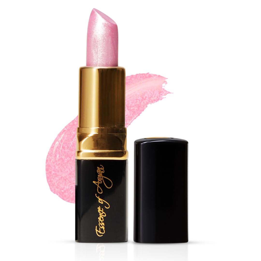 Essence d’Argan – Rouge à lèvres rose pâle, fini satinée et hydratation longue durée.