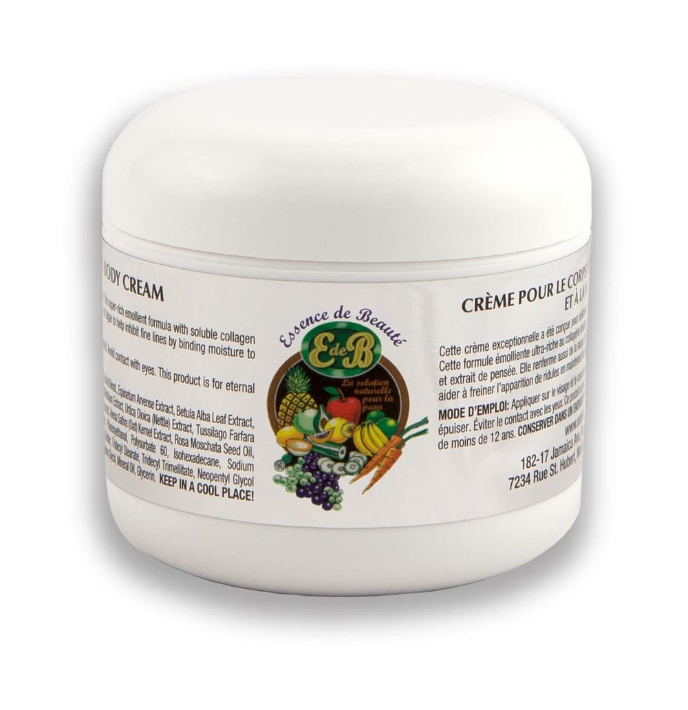 Essence de Beaute crème collagène en pot, hydratation riche visage et corps.