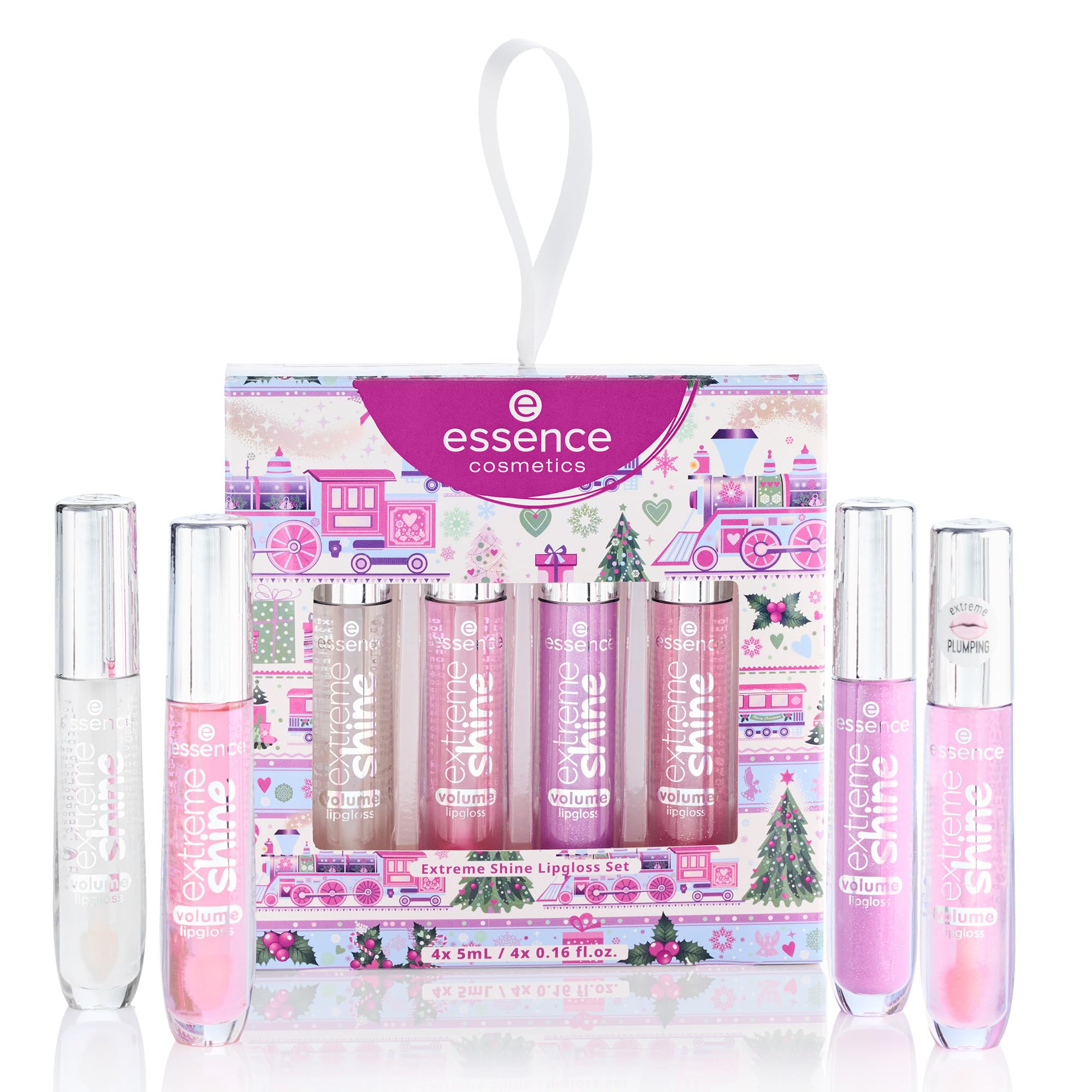 Essence Extreme Shine Lip Gloss 02 swatch on lips with radiant color and high shine