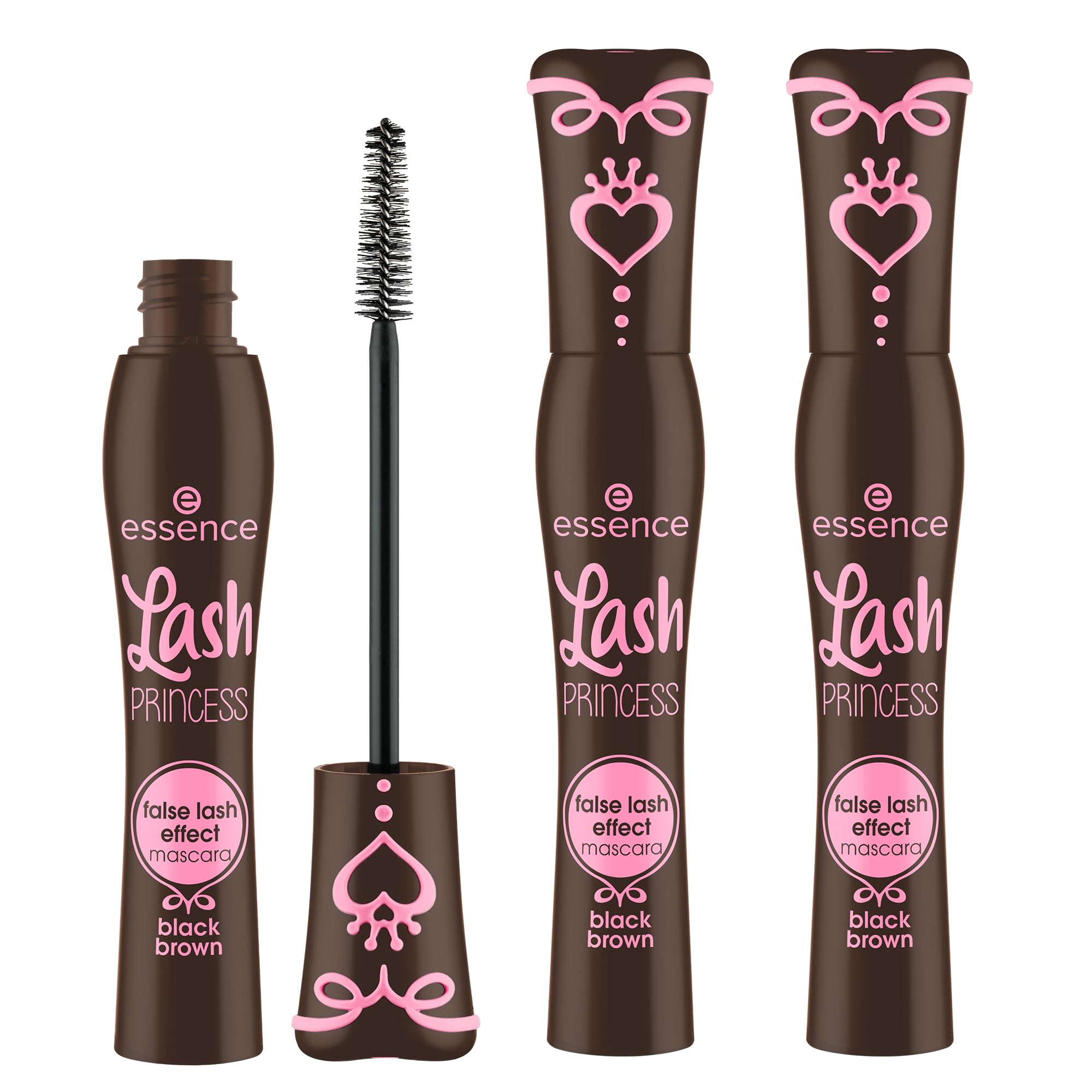 Essence Lash Princess brun pack 3 avec brosse conique pour volume immédiat