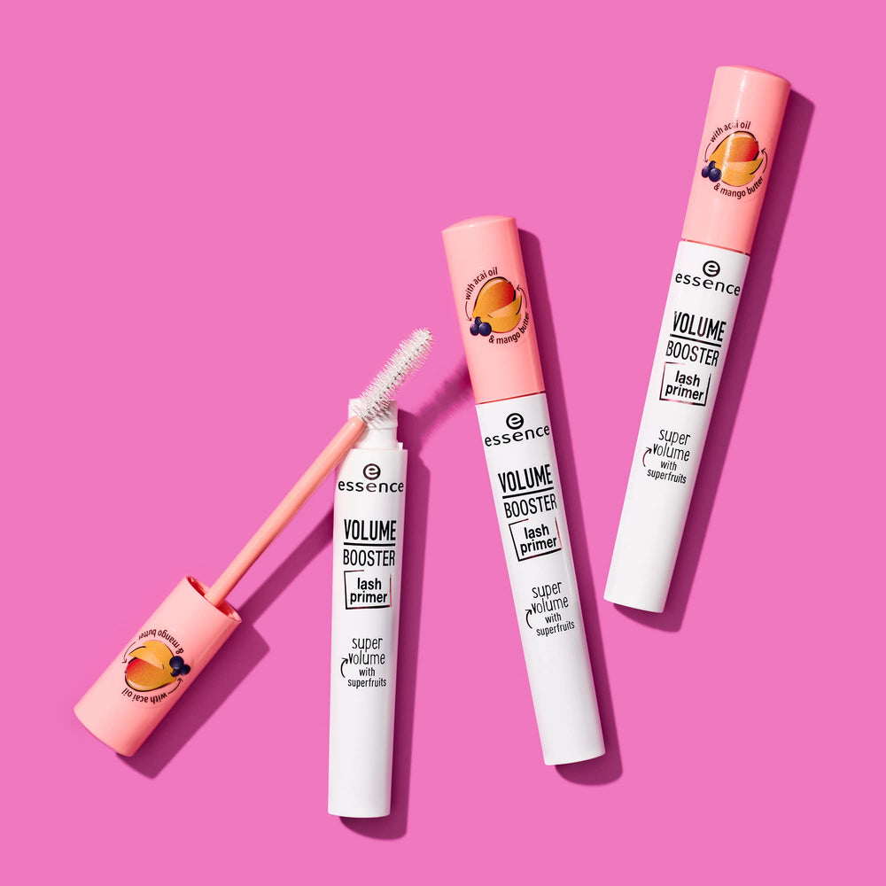 Essence Volume Booster Primer Mascara sans parabènes ni silicone, formulation légère.