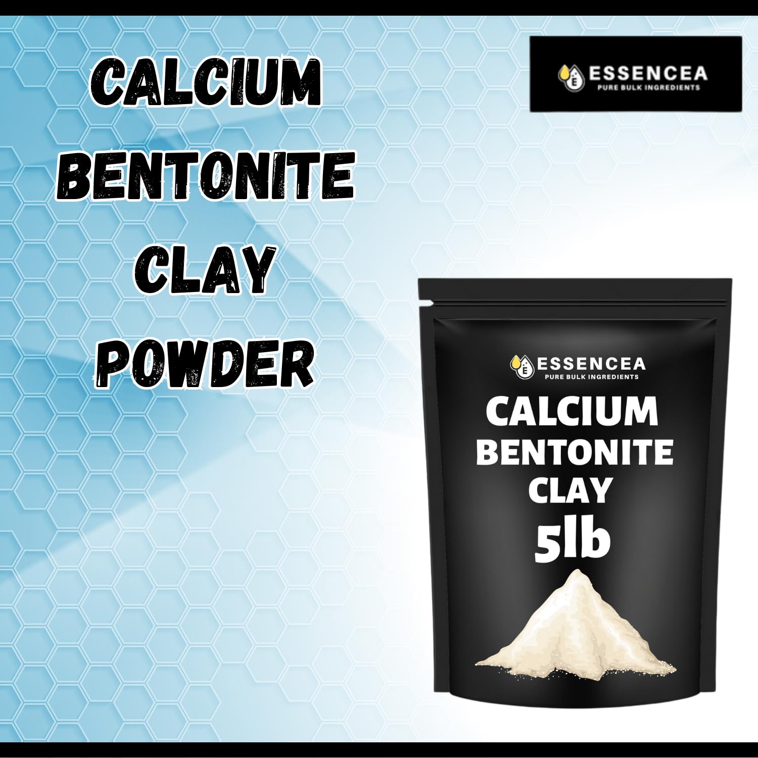 Essencea argile bentonite detox visage pour pores resserrés et teint clair.