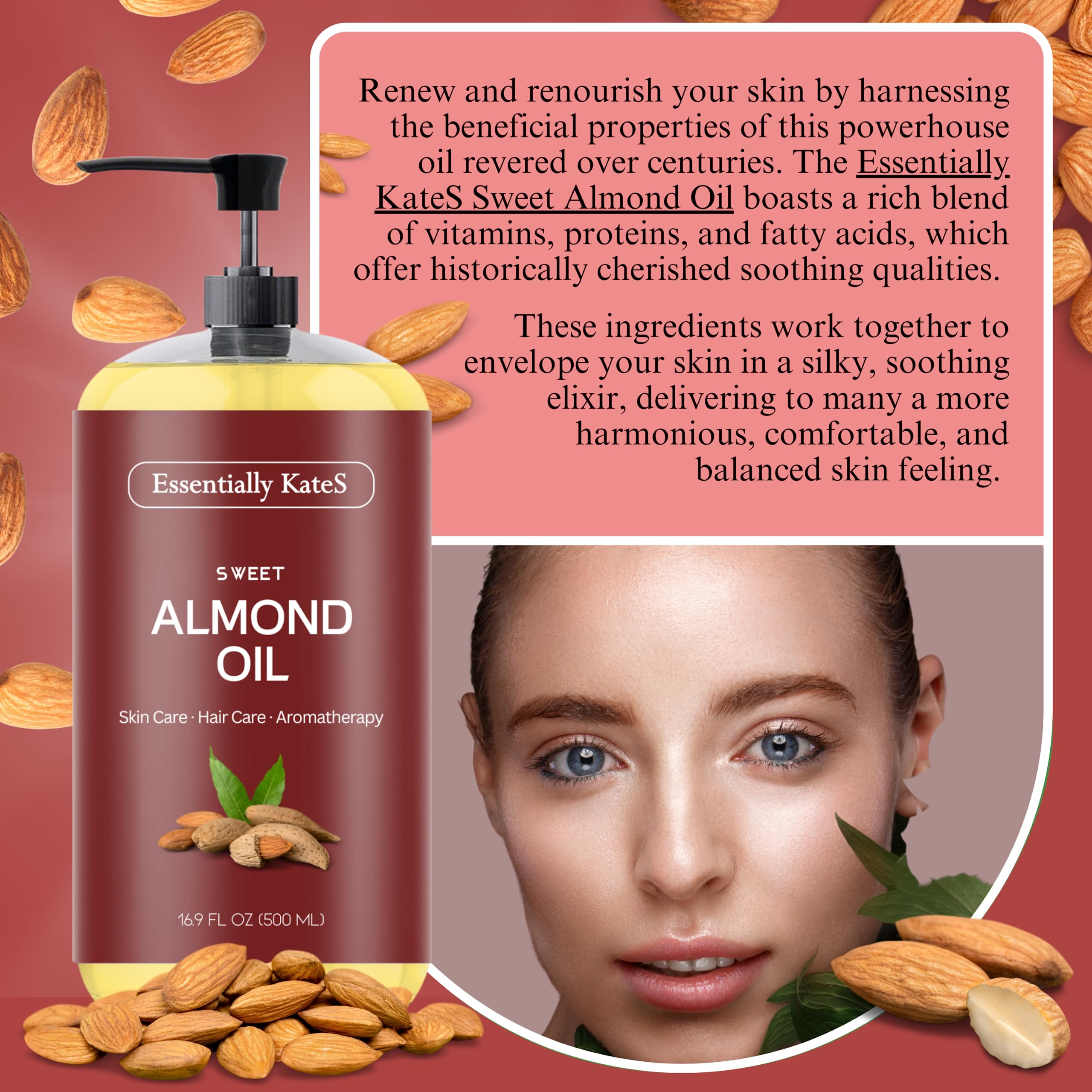 Essentially KateS Huile d'amande douce — application visage légère et nourrissante
