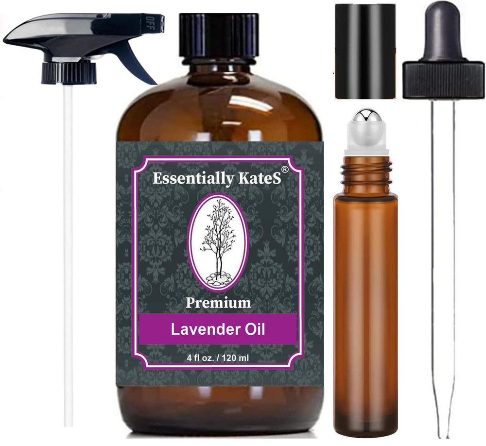 Essentially KateS Lavande, bouteille-pipette en verre pour aromathérapie et détente quotidienne.