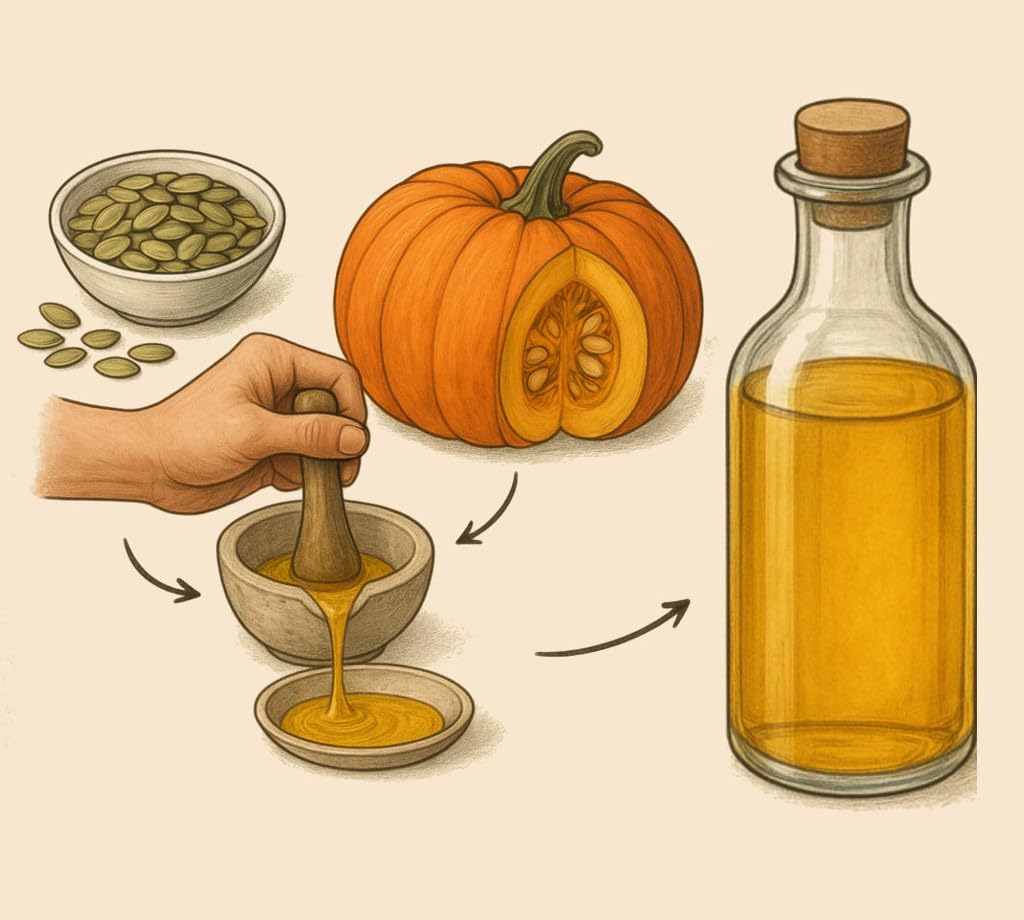 Essentially KateS pumpkin seed oil pour-ready bottle suitable for massage.