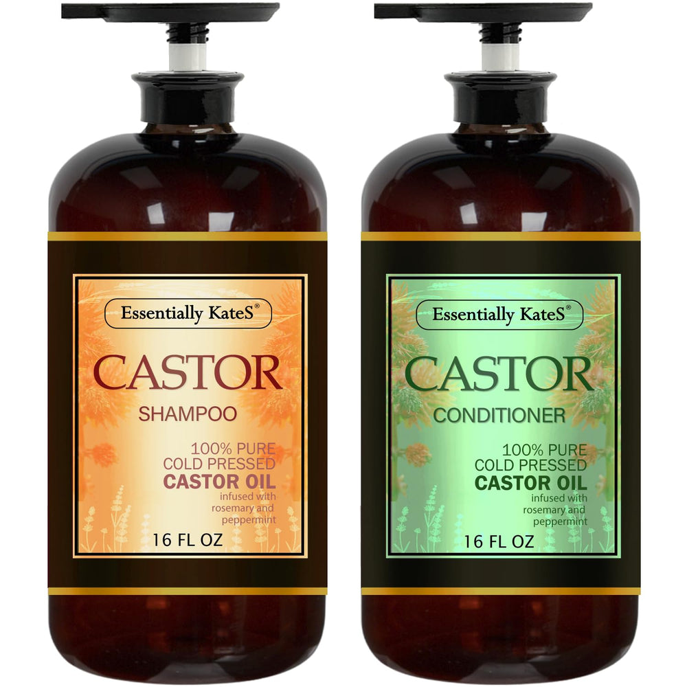 Essentially KateS Shampoing ricin, bouteille visible, potentiel pour cheveux plus fournis
