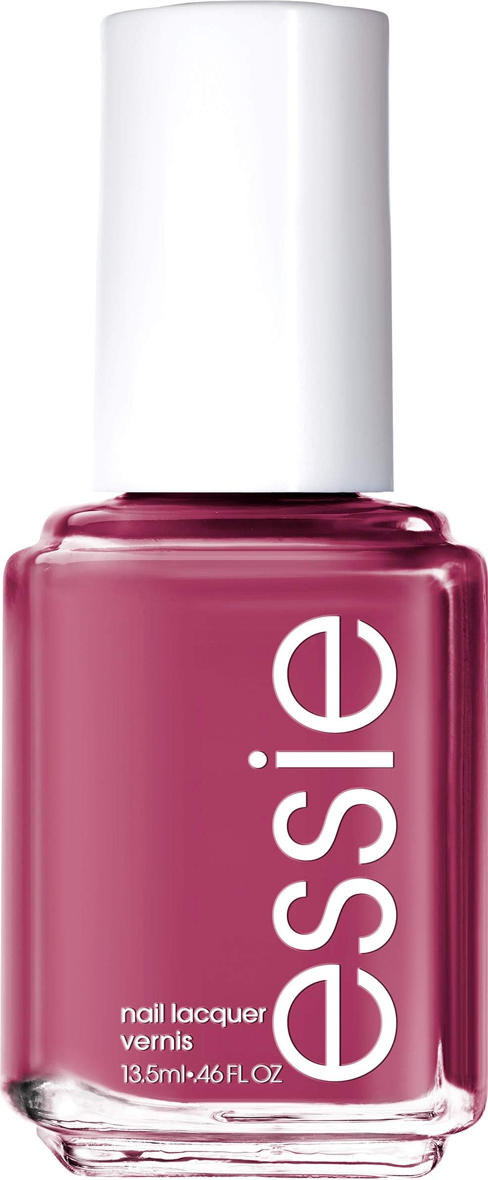 Vernis essie Drive-In & Dine en flacon, couleur framboise, fini crème pour une couvrance homogène.