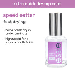 Essie: etapes-manicure visibles avec base et couleur, couche de finition.