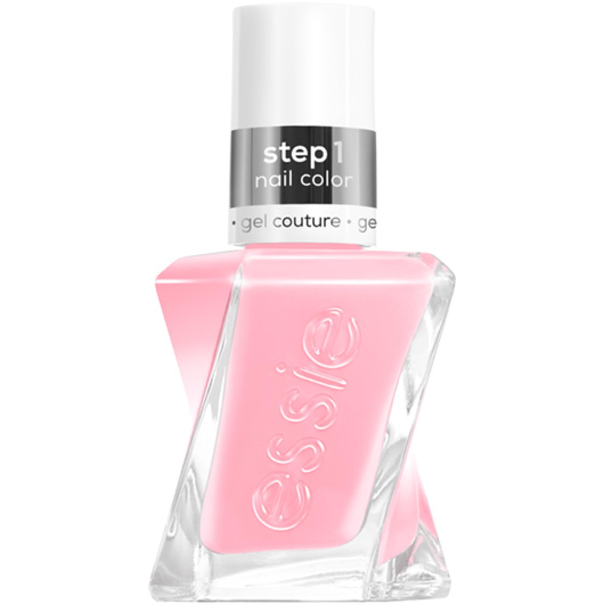 Essie Gel Couture montre sa bouteille lumineuse avec la teinte rose thé translucide, pour une tenue durable.