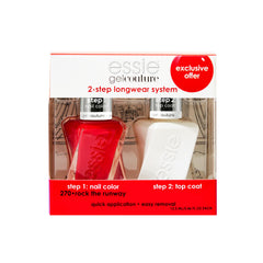 Essie Gel Couture rouge écarlate, bouteille vedette, longue tenue.