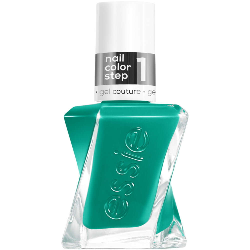 Vernis essie Gel Couture Dopamine Rush dans sa bouteille, couleur vert-bleu crémeuse durable