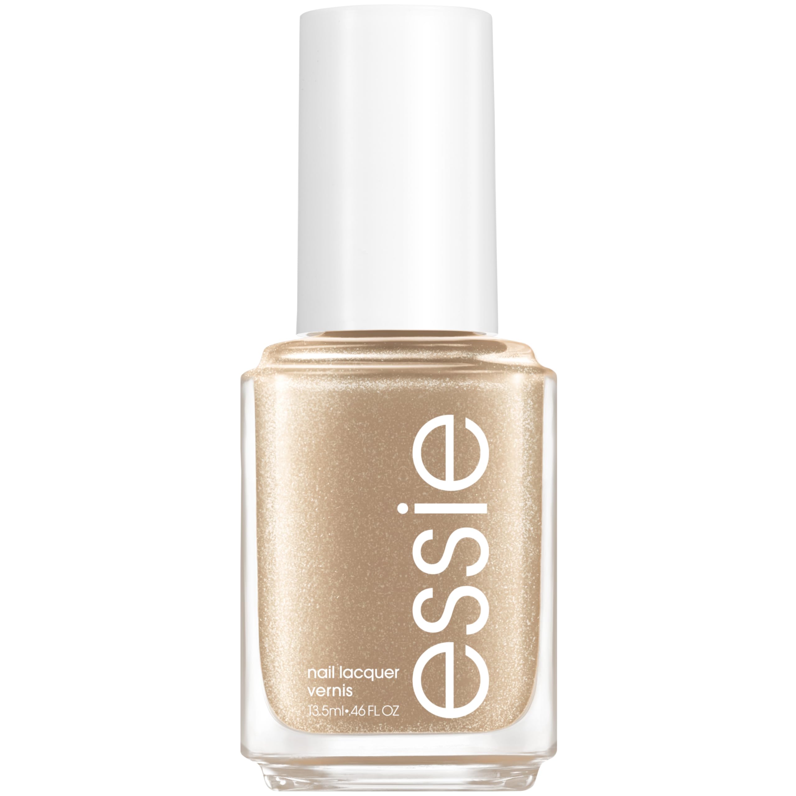 Vernis Essie Good As Gold, flacon doré, fini brillant pour une manucure chic.