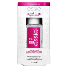 essie good-to-go top coat – bouteille et pinceau, application nette.