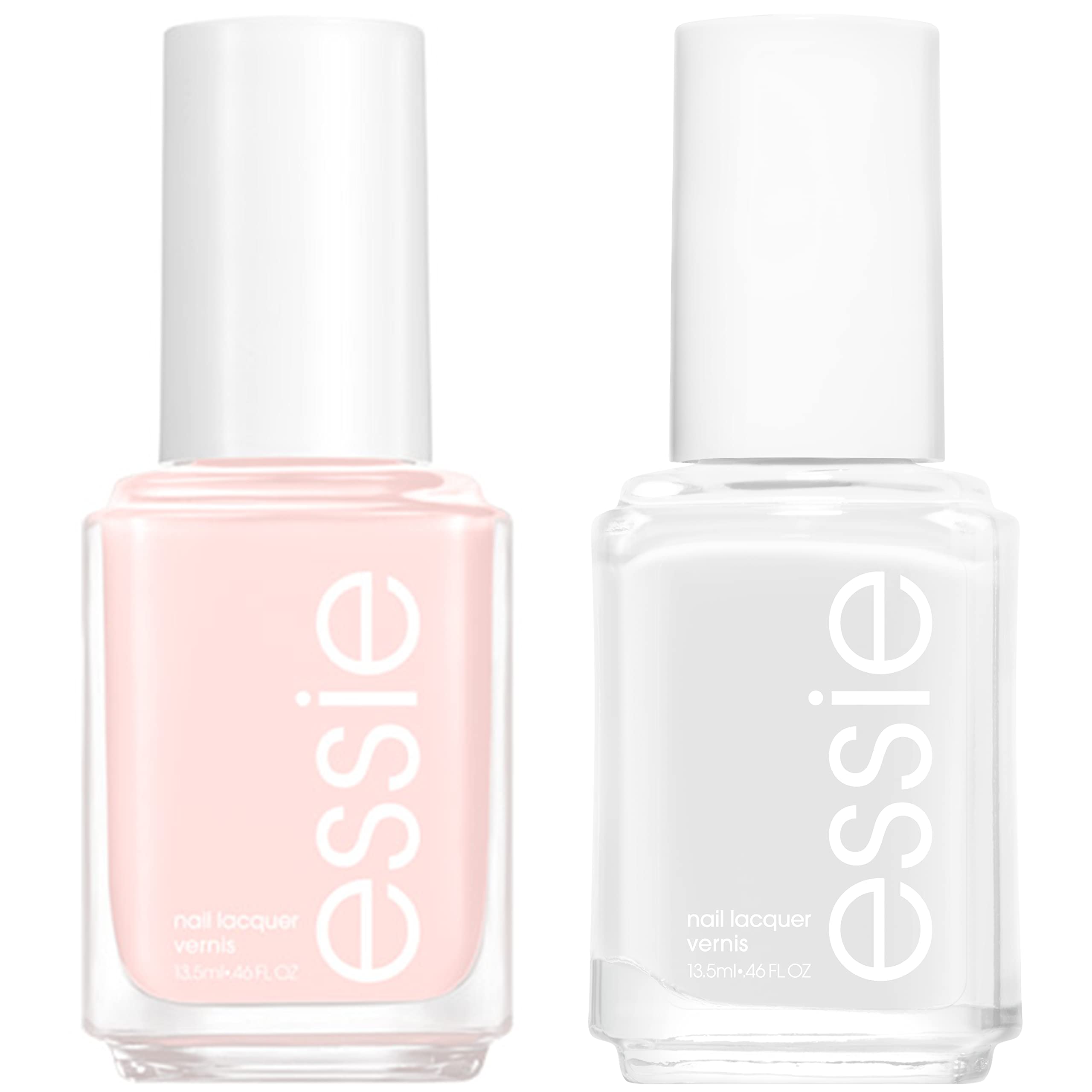 Essie kit manucure ballet-francais présente une base nude et blanche élégante.