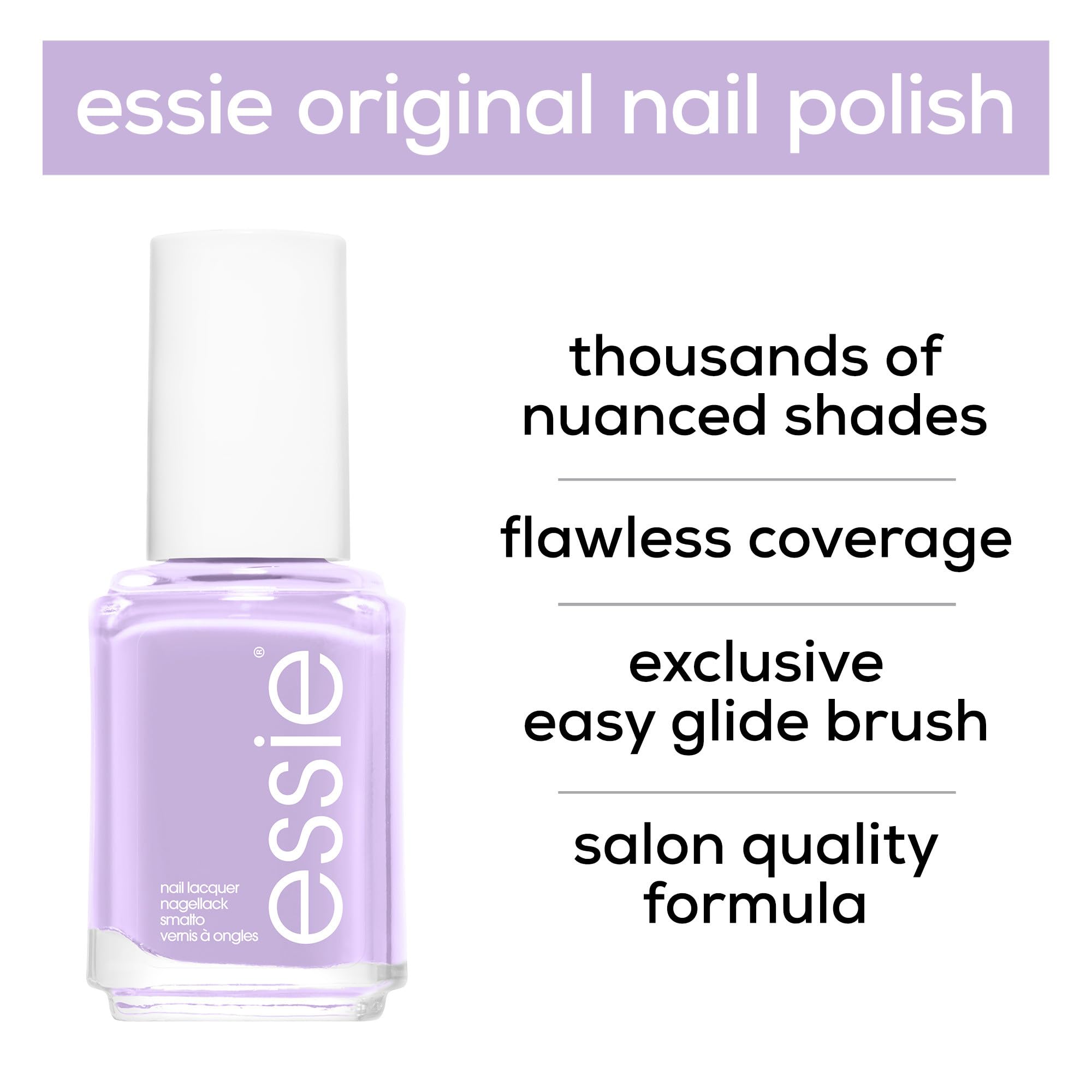 Essie Lilacism, application maison-professionnelle, résultat uniforme et durable.