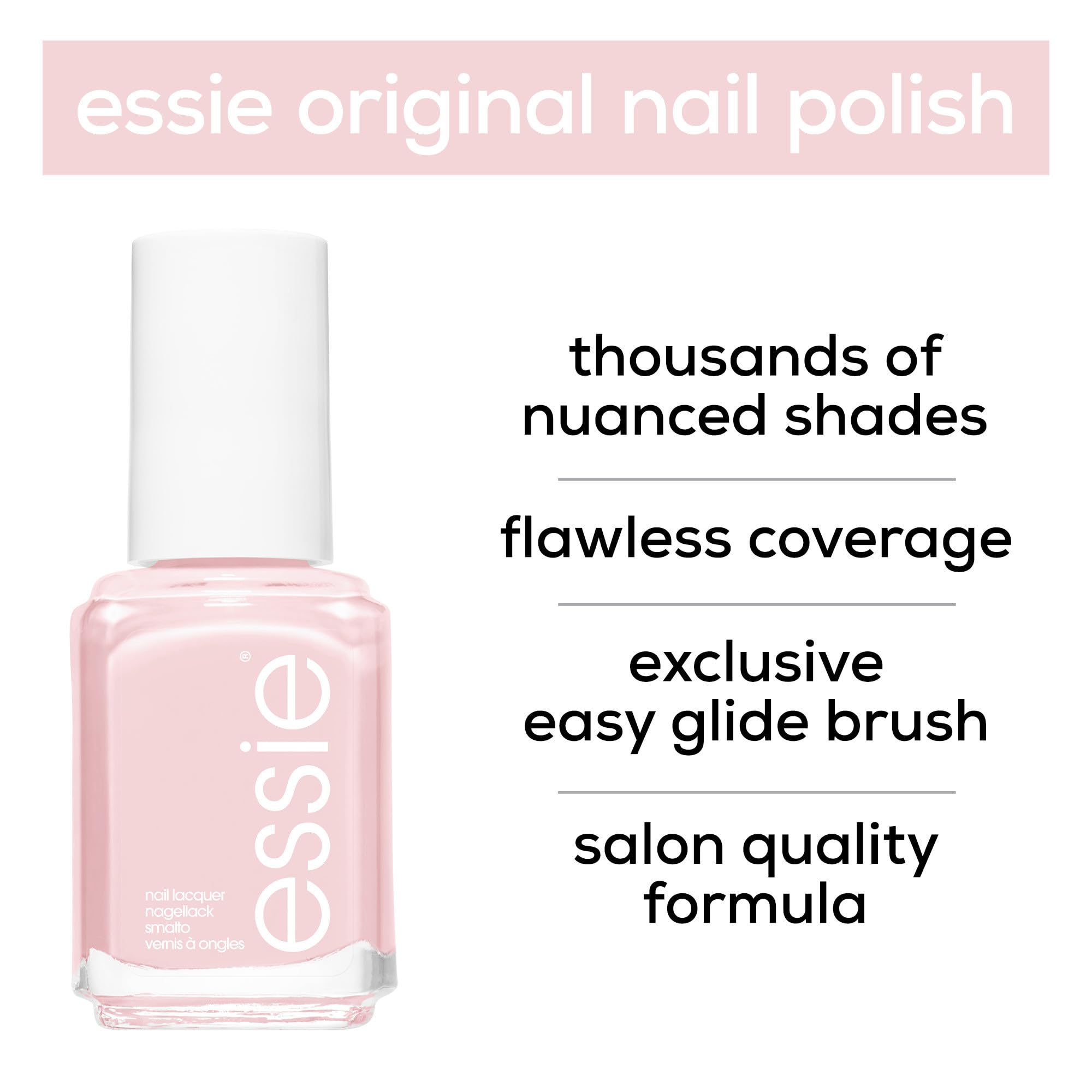 Essie Mademoiselle — formule sans DBP, toluène et formaldéhyde.