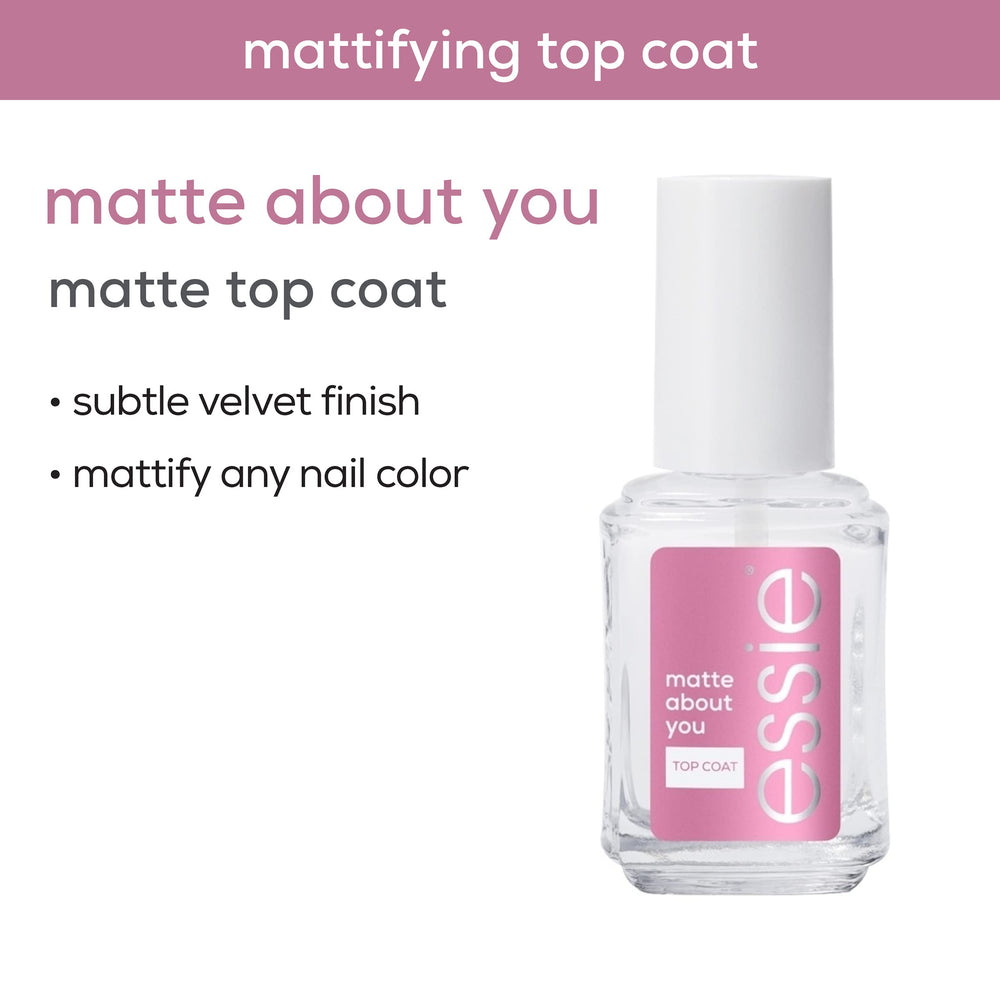 Essie Matte About You Top Coat – application fluide avec le pinceau.