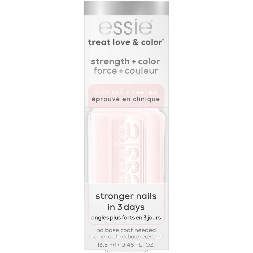 Teinte rosée naturelle essie Treat Love et Couleur sur ongles, rendu délicat et uniforme.