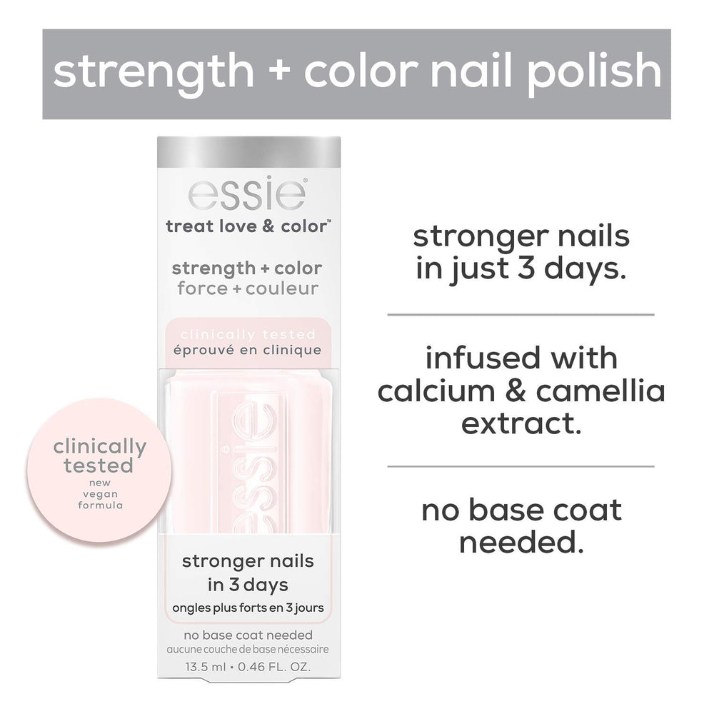 Teinte rosée translucide essie Treat Love et Couleur, résultat léger et élégant selon l’application.
