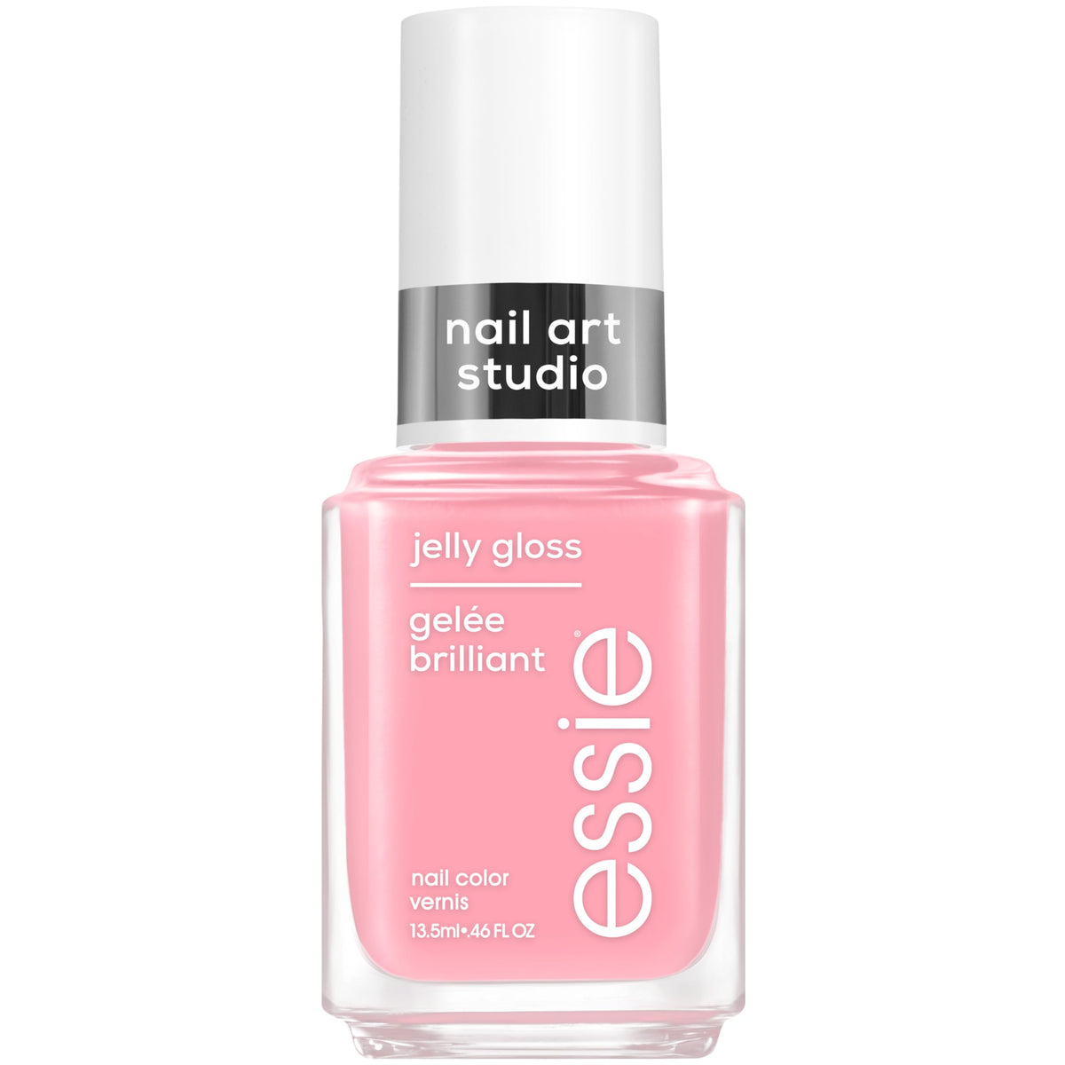 Vernis essie Jelly Gloss Rose pâle sur bouteille, fini translucide et polyvalent.