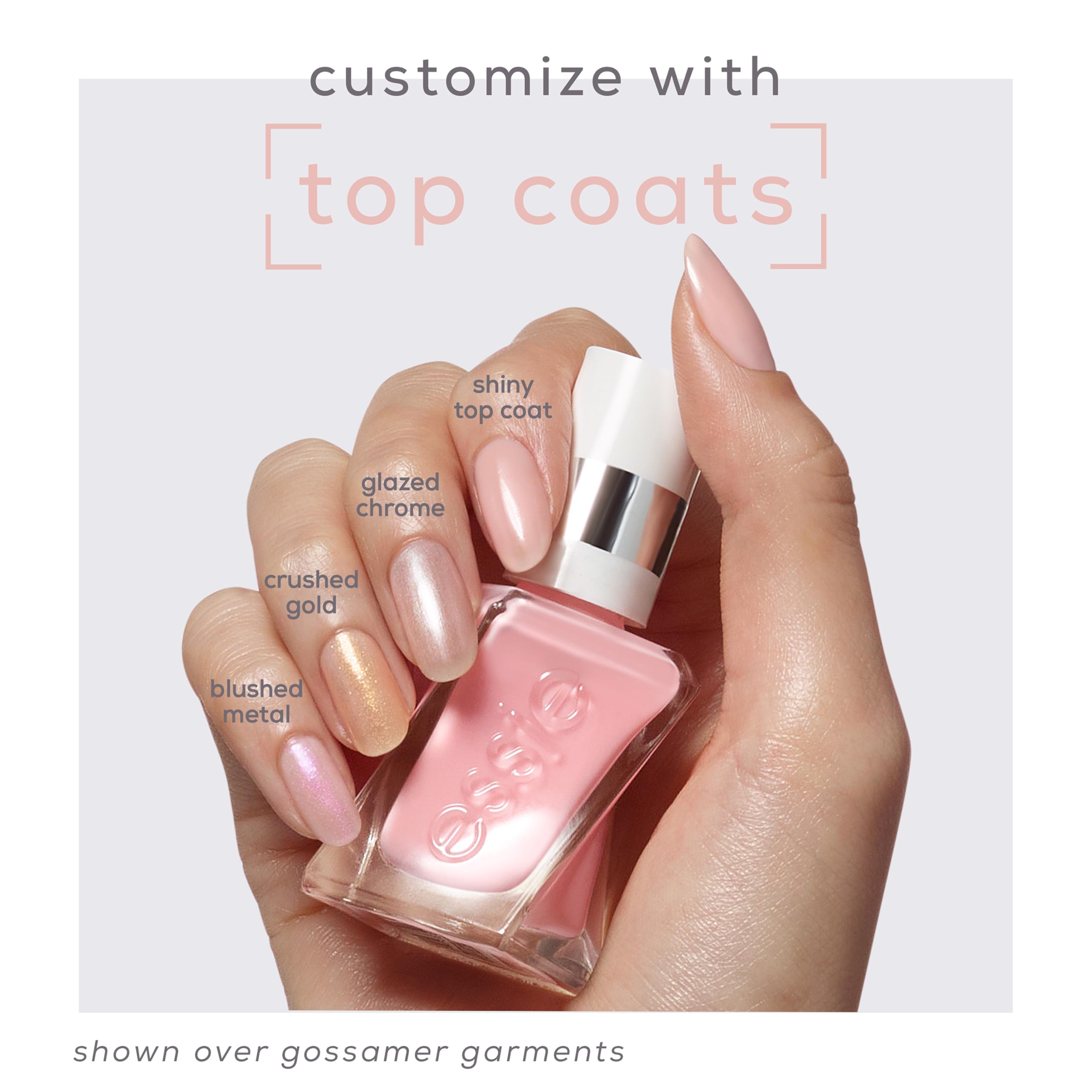 Tenue jusqu’à 15 jours avec Essie Gel Couture sans besoin de base.