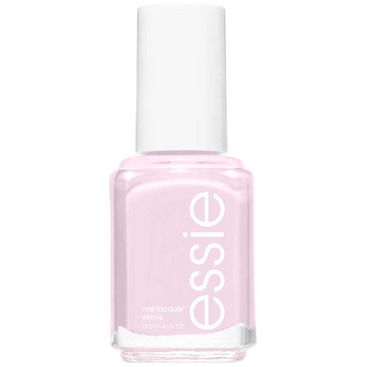 Vernis essie dans la bouteille rose pâle, fini brillant, présentation élégante.