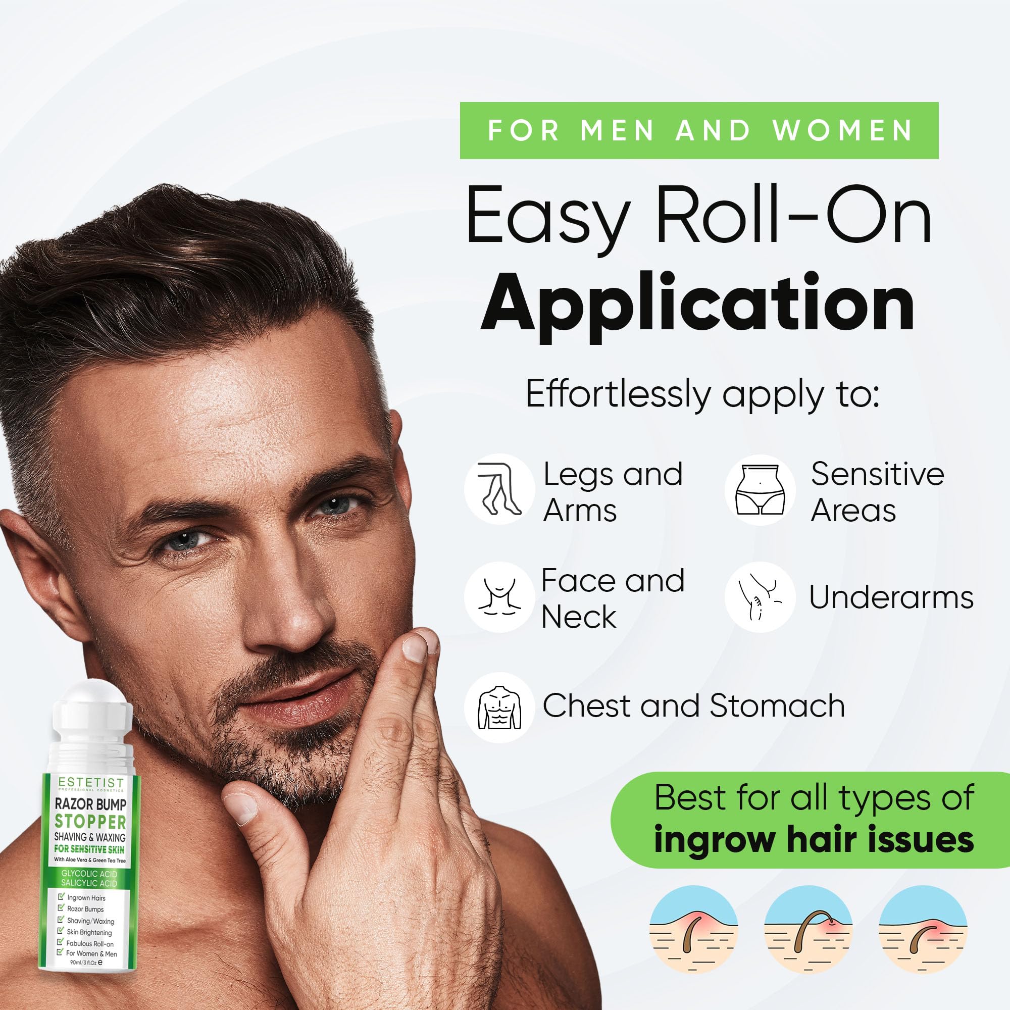 ESTETIST Roll-On hydratant rapide, texture non collante après rasage