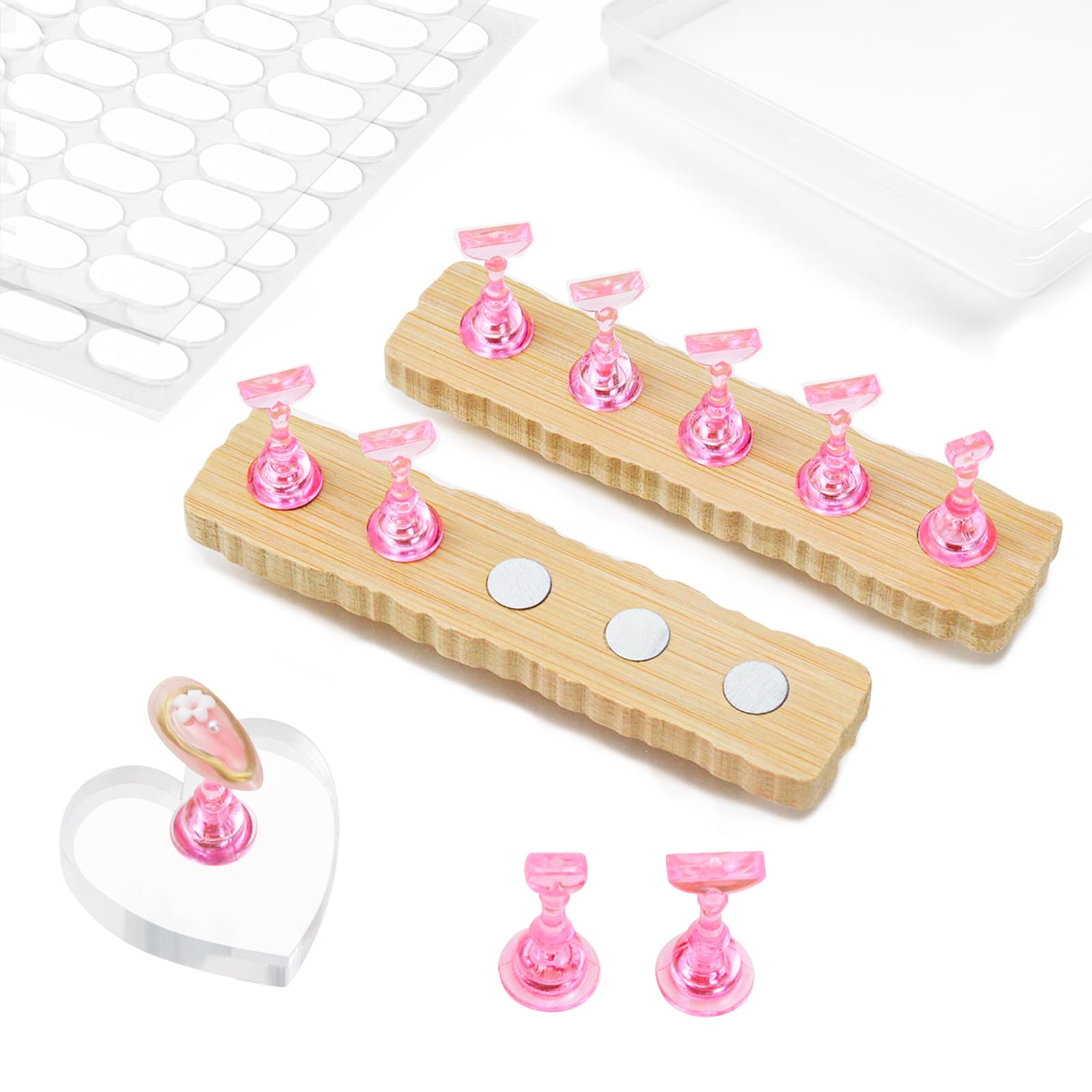 ESUOHYM porte-ongles bois avec cœur aimanté pour stabilité lors de la présentation