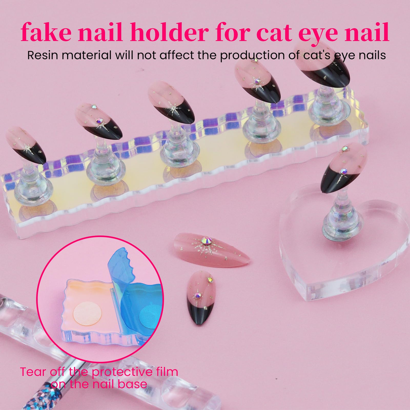 ESUOHYM Porte-ongles cœur, présentoir au design irisè pour affichage