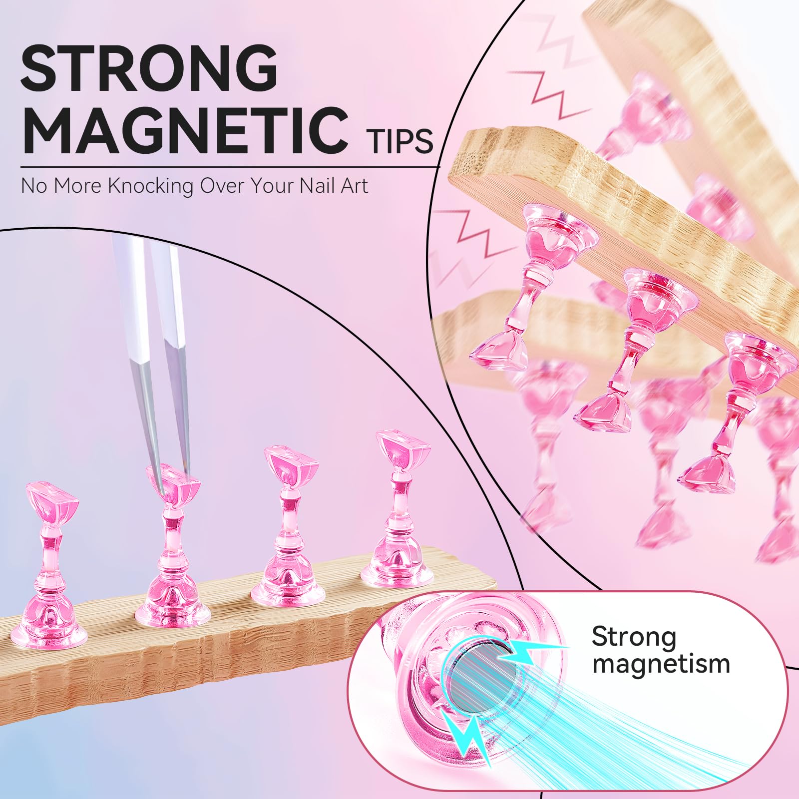 ESUOHYM support-ongles en acrylique cœur rose pour designs précis