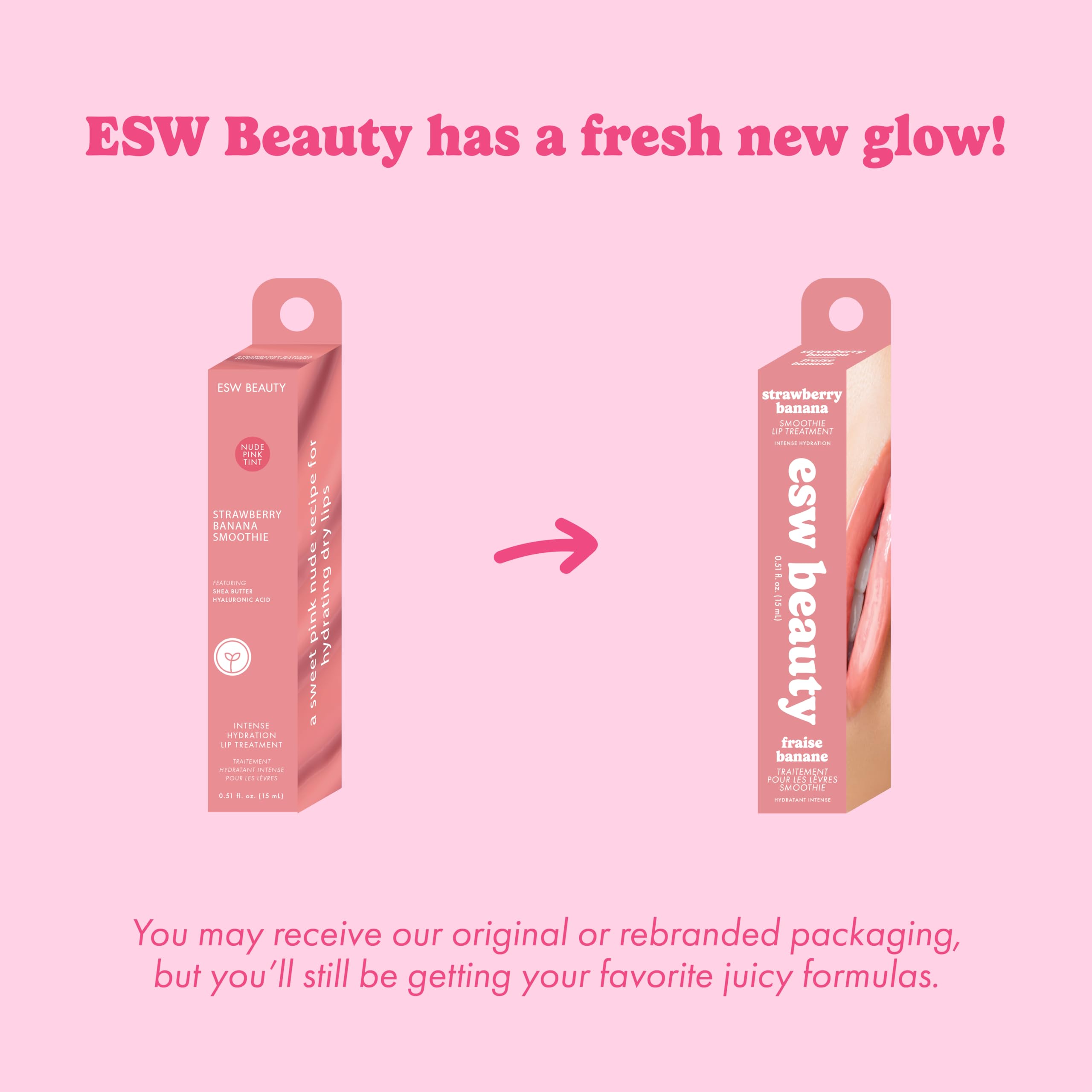 Texture crème lisse qui nourrit les lèvres avec le Smoothie fraise-banane.
